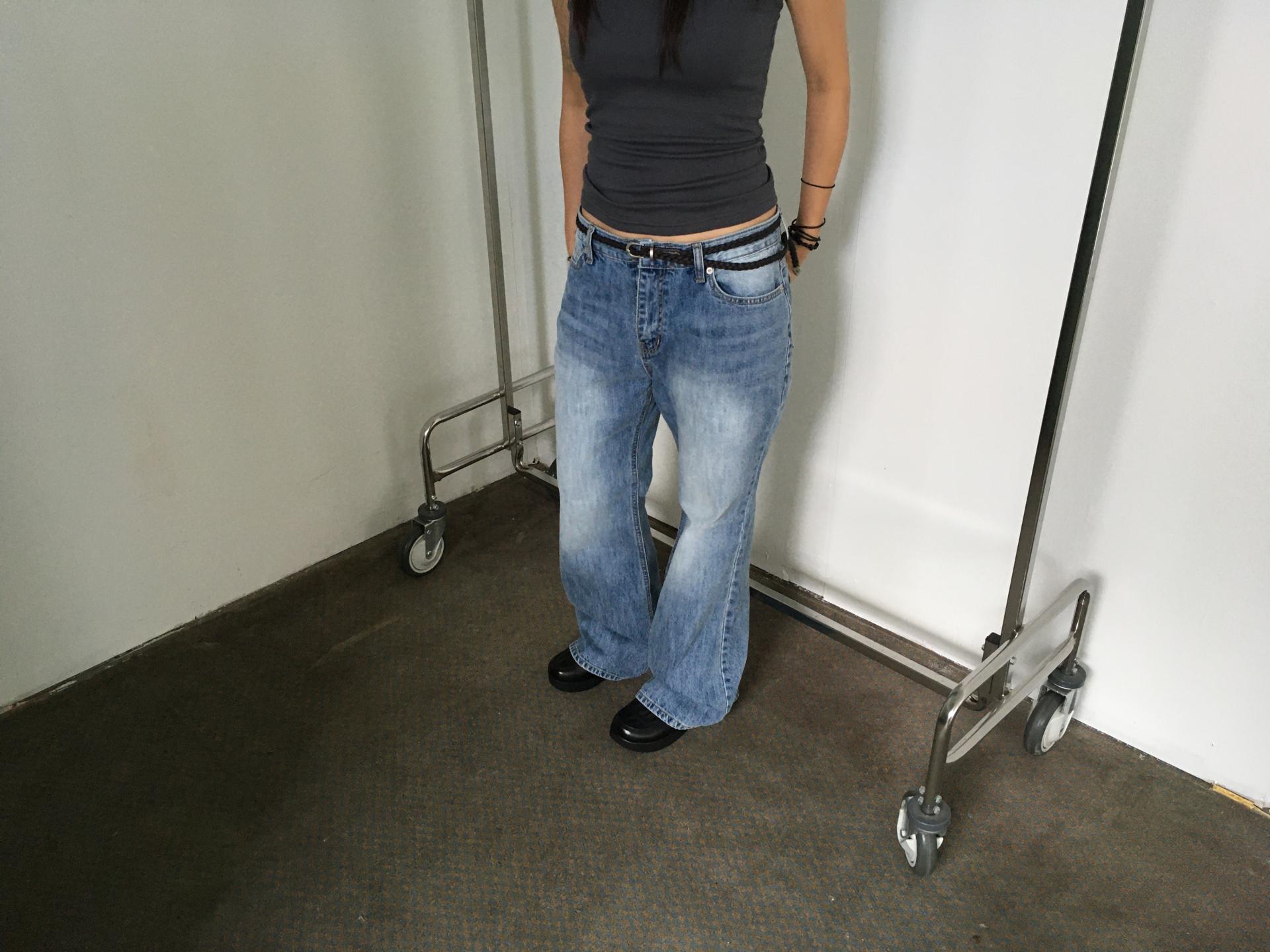 blue denim boots cut