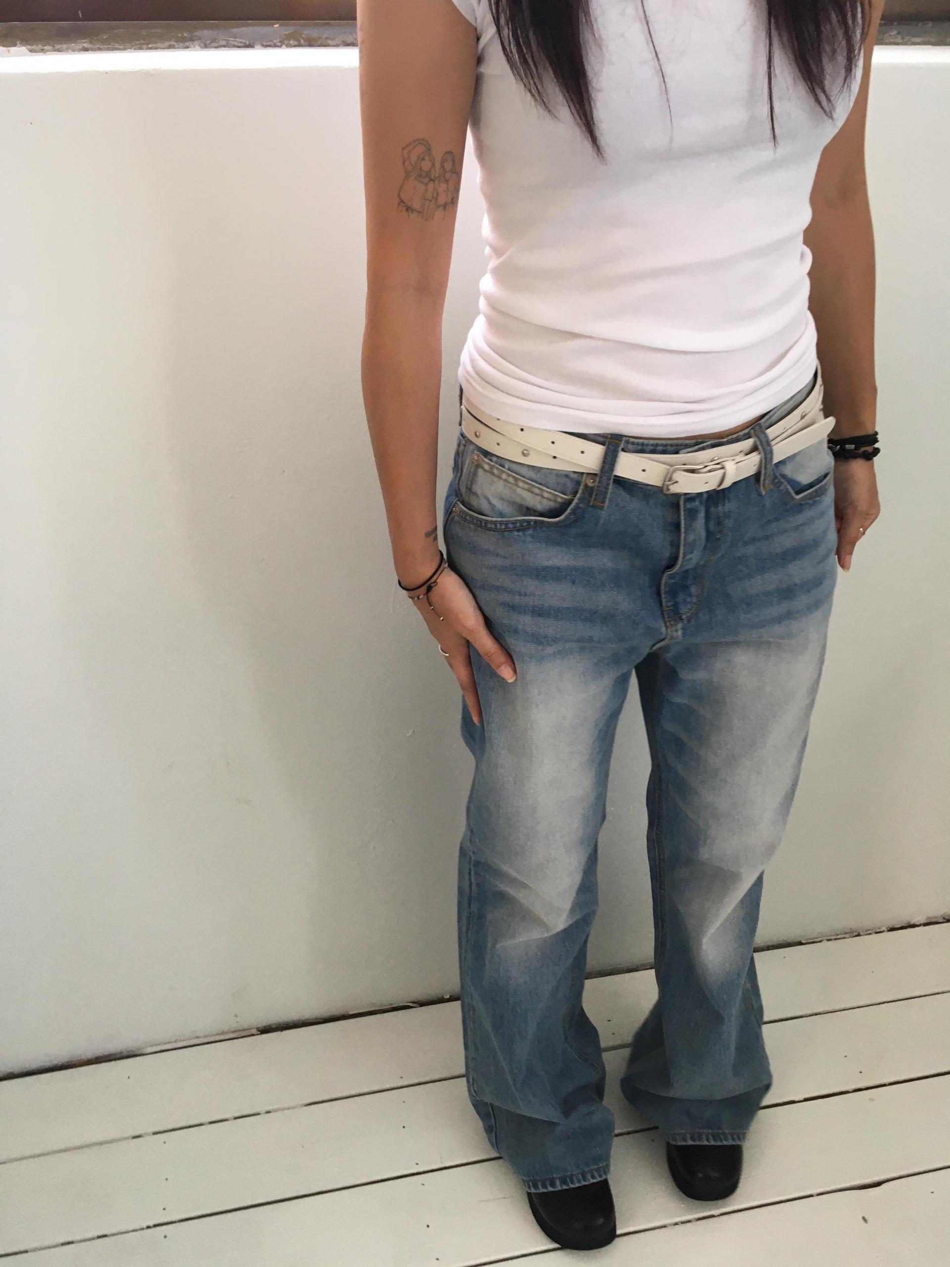 ice blue washed boots cut