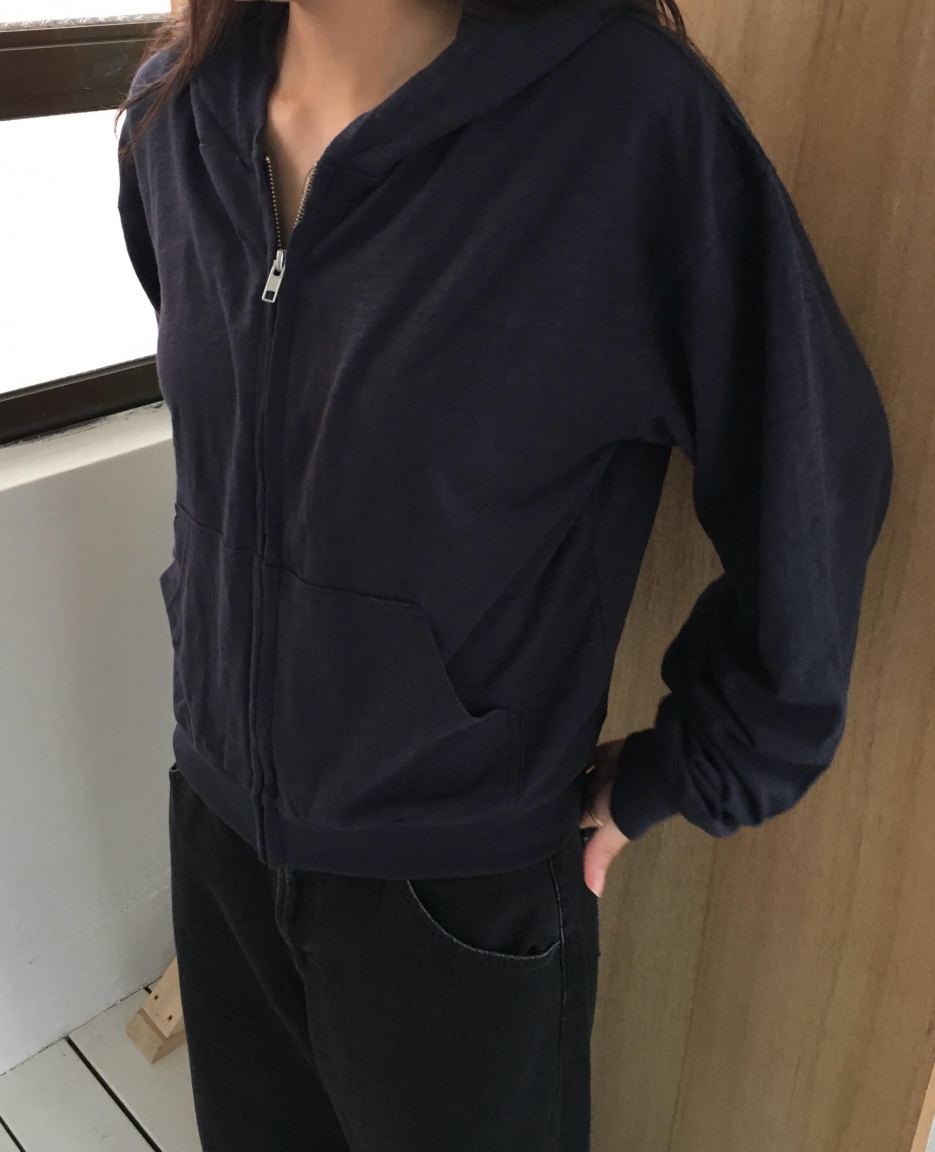 slub hoodie zip-up