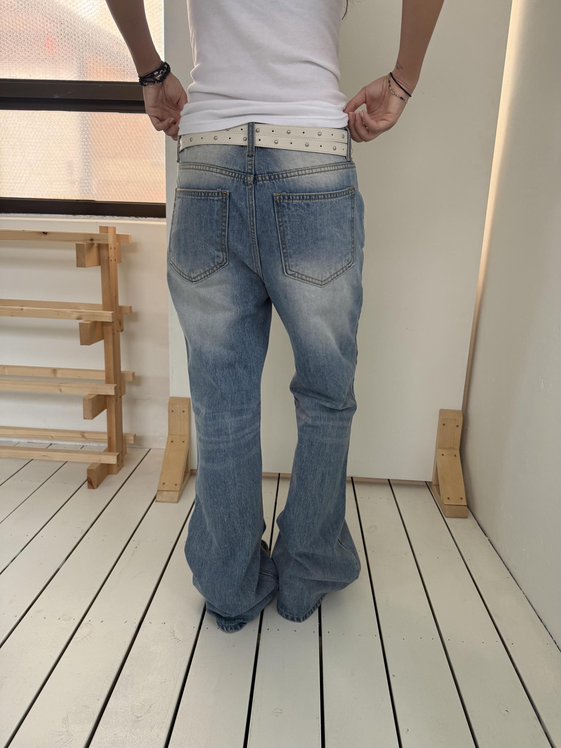 ice blue washed boots cut