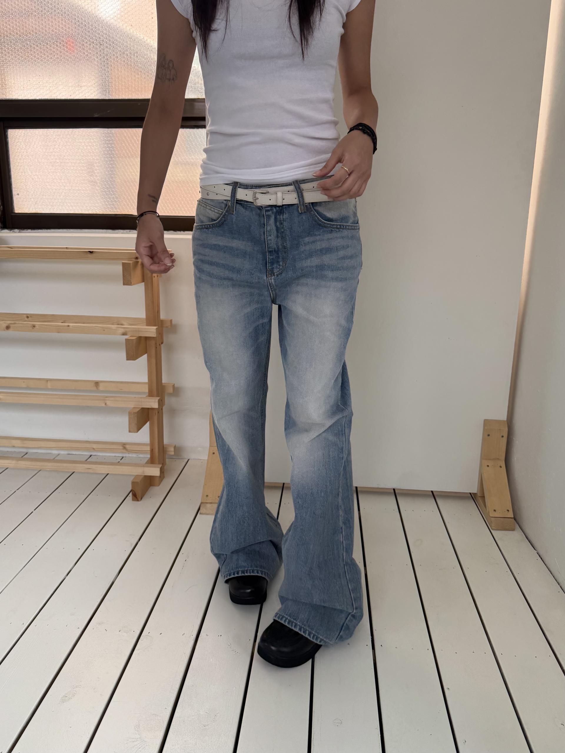 ice blue washed boots cut