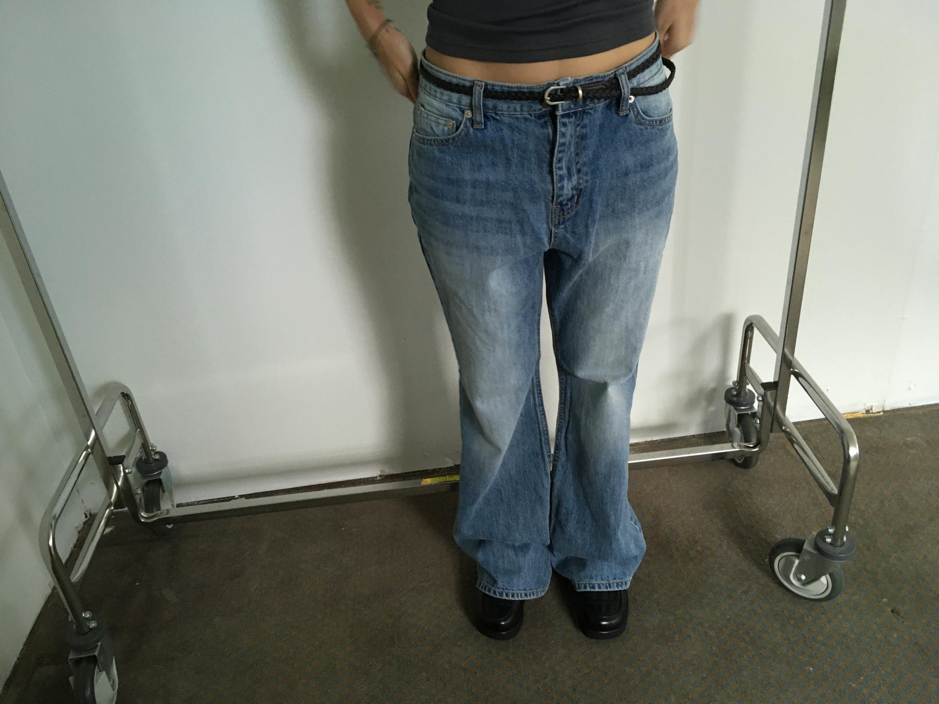 blue denim boots cut