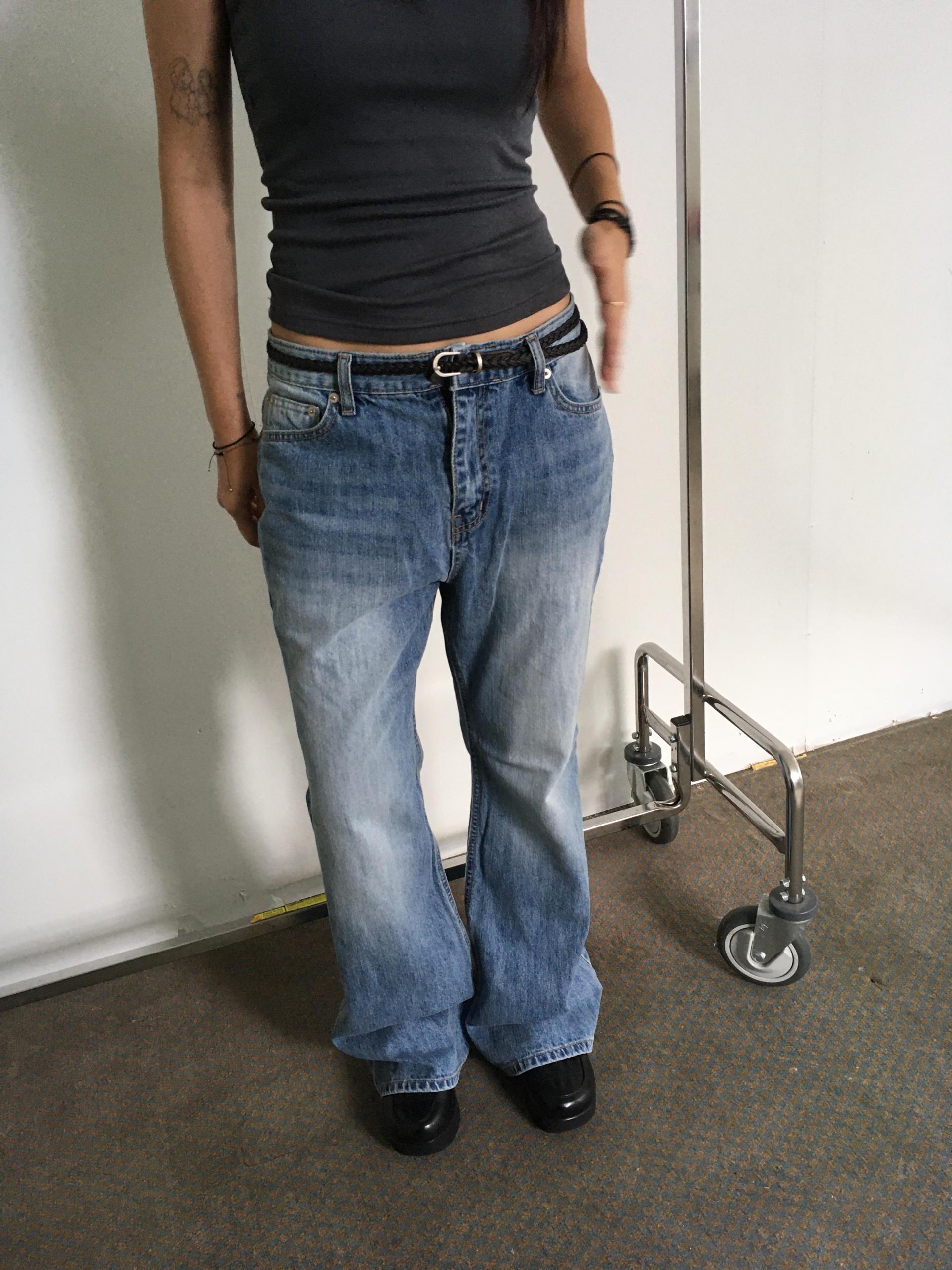 blue denim boots cut