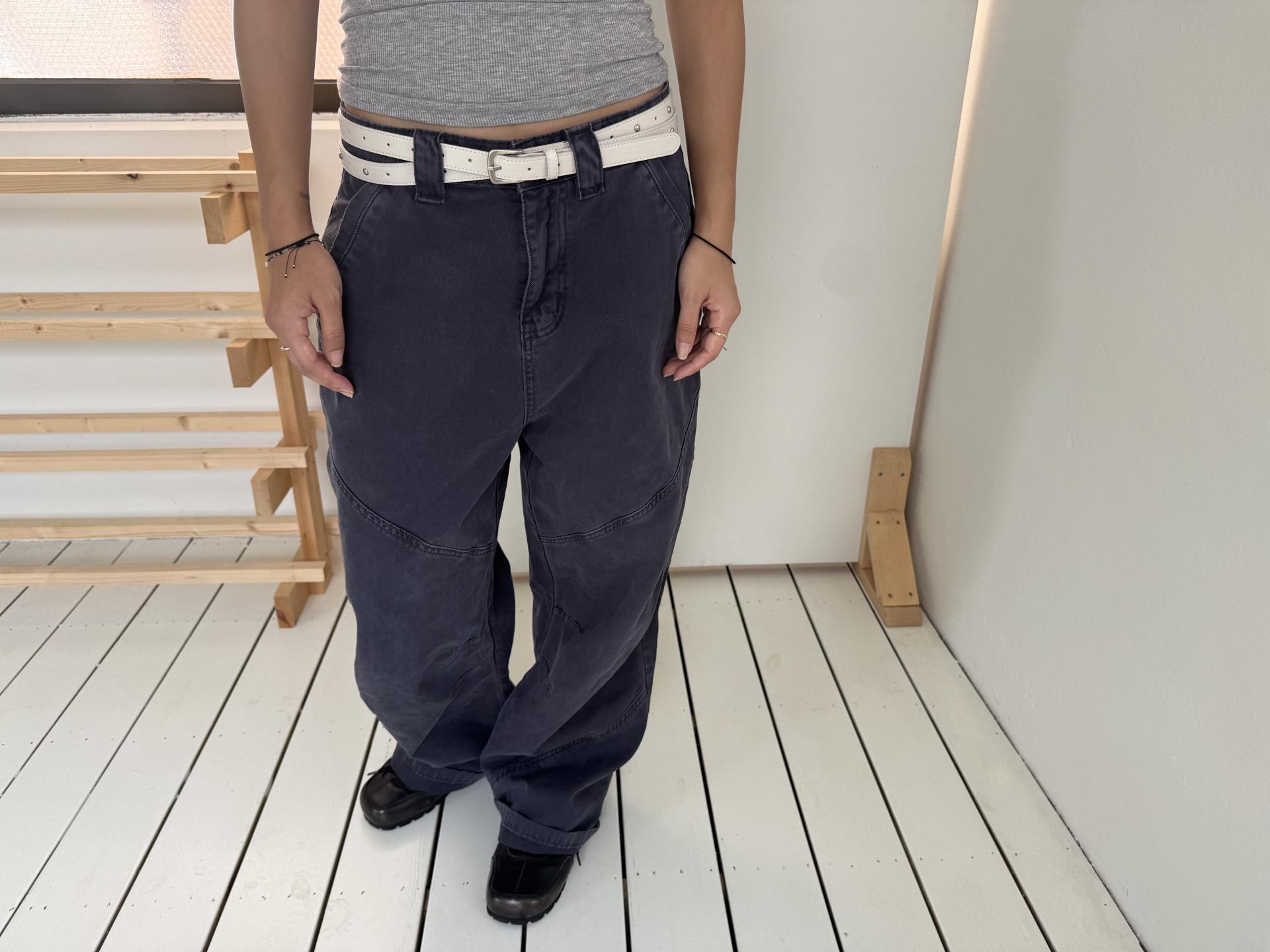 [unisex] washed navy pants