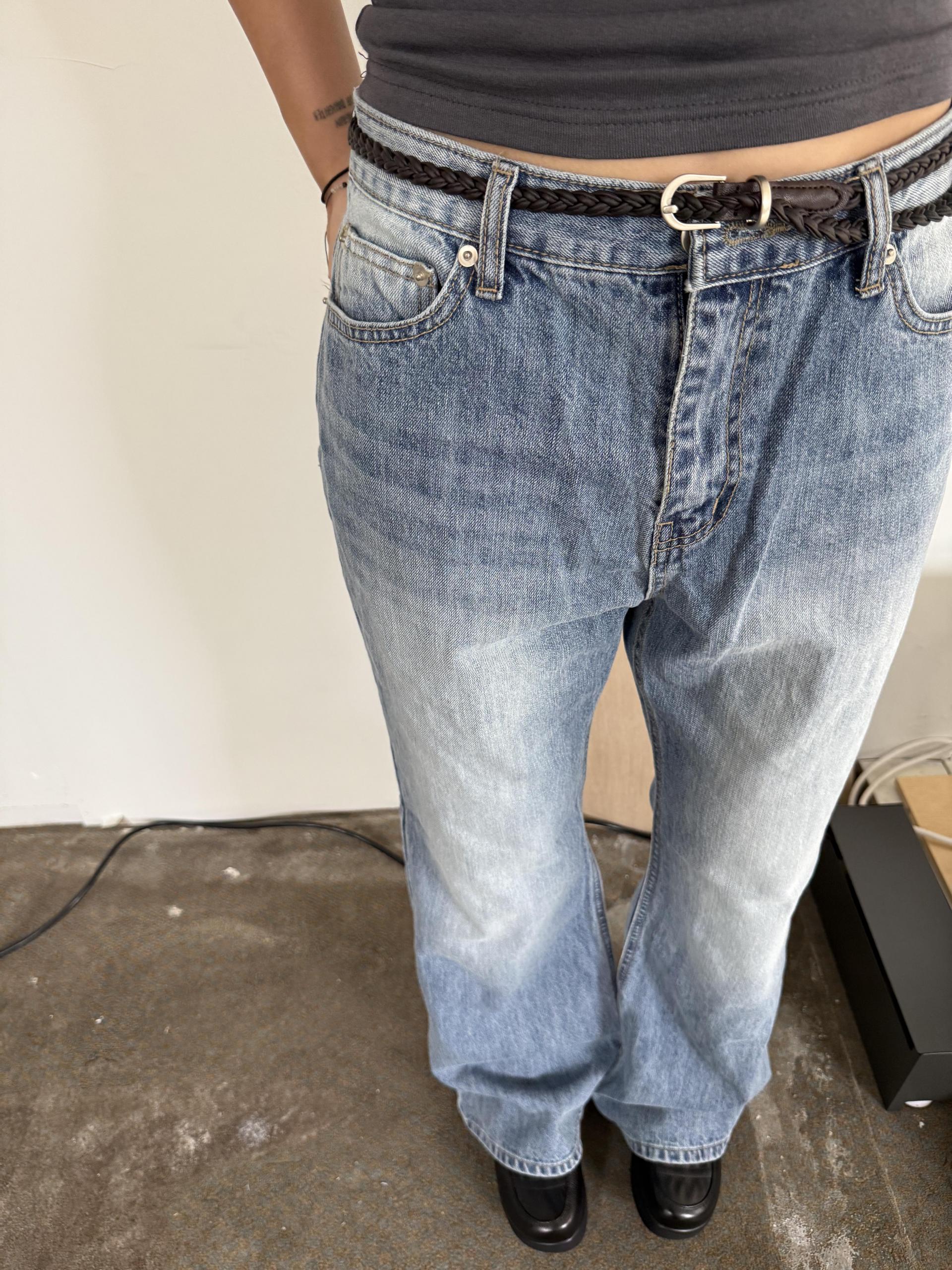 blue denim boots cut