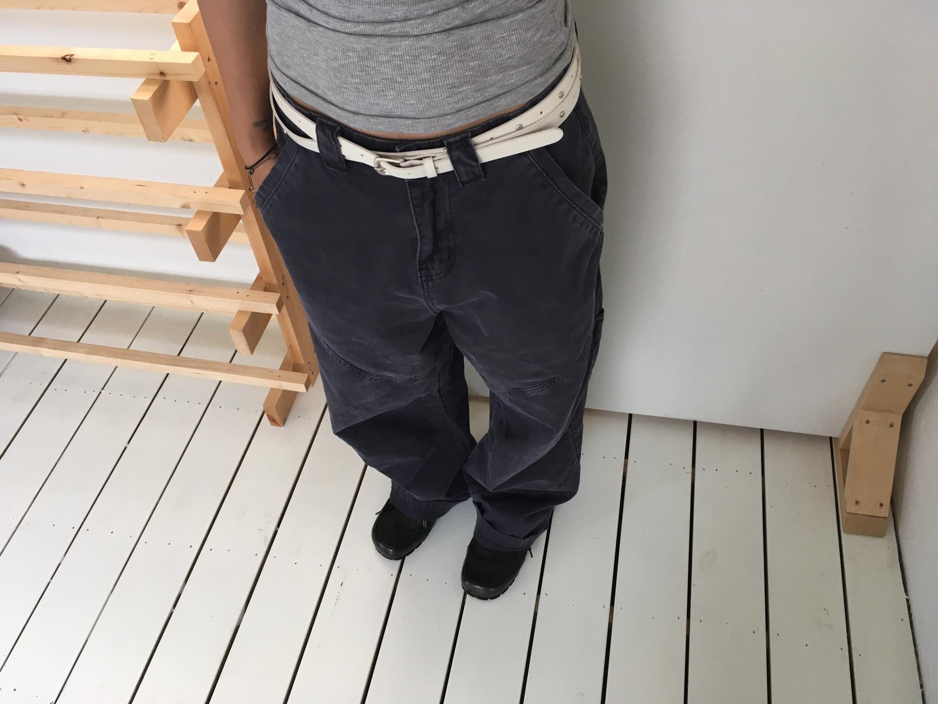 [unisex] washed navy pants