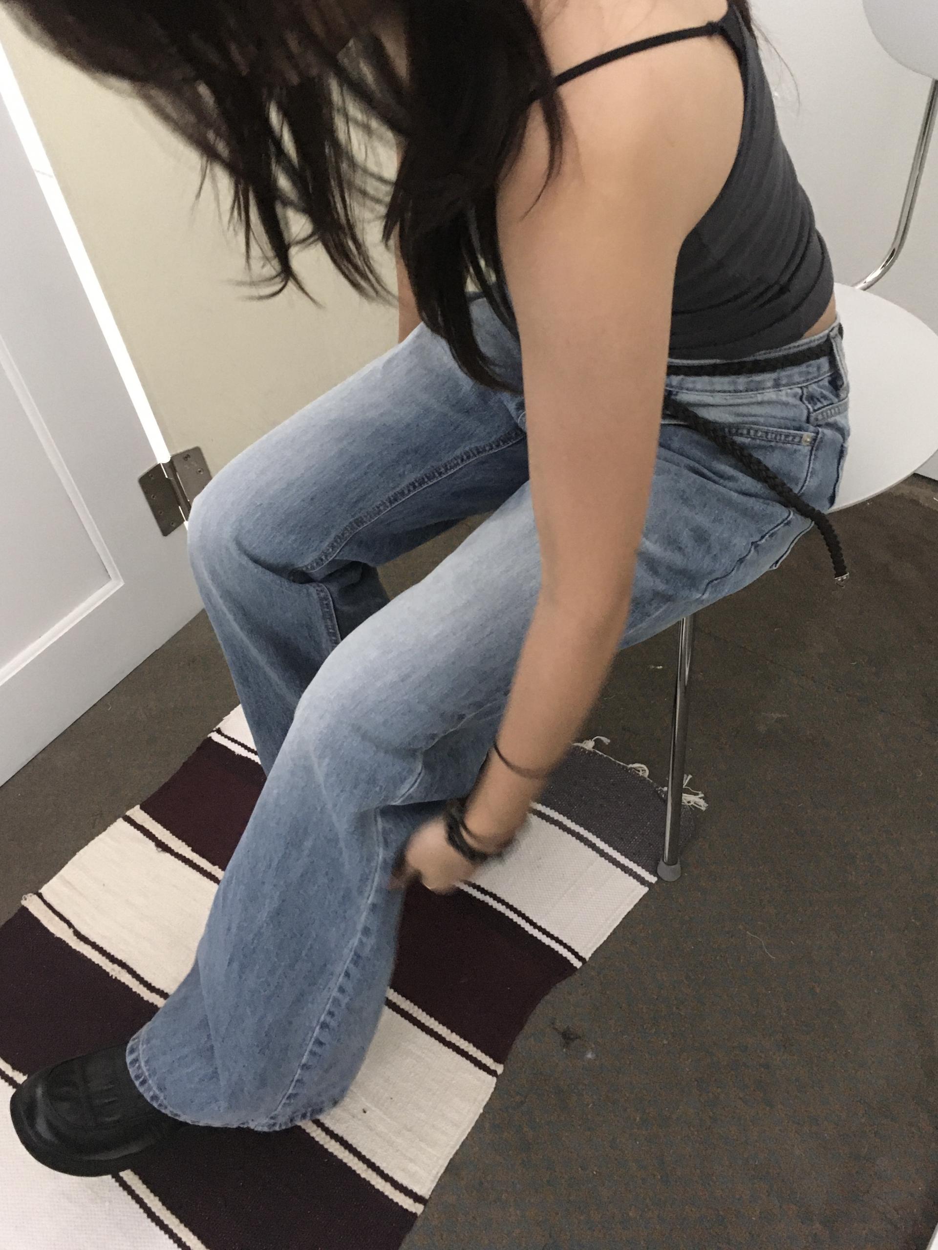 blue denim boots cut