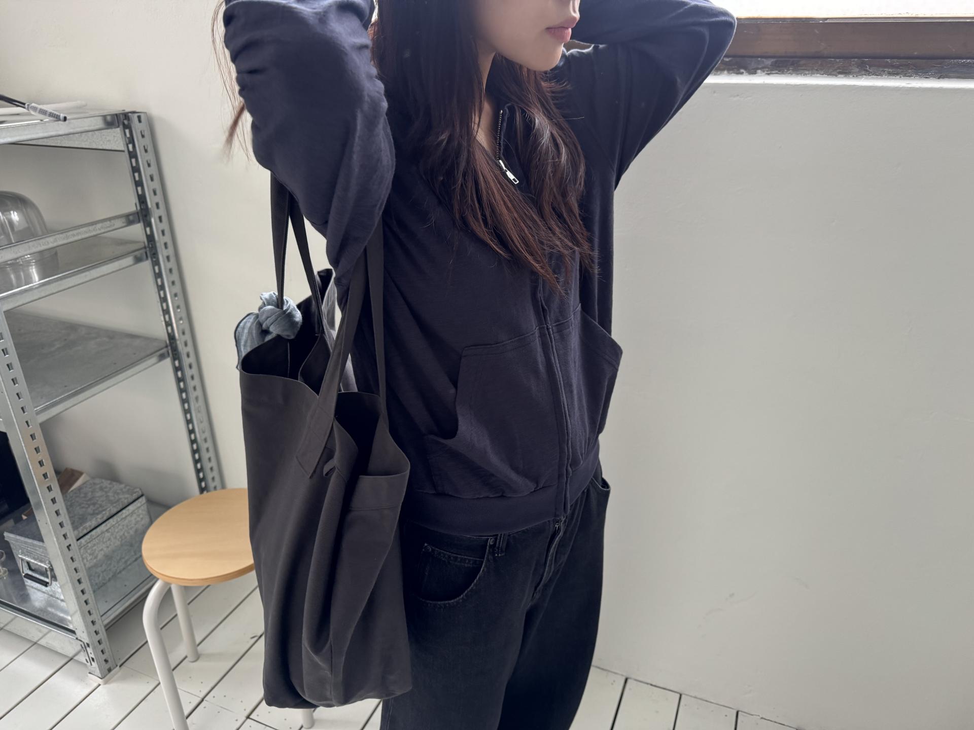 slub hoodie zip-up