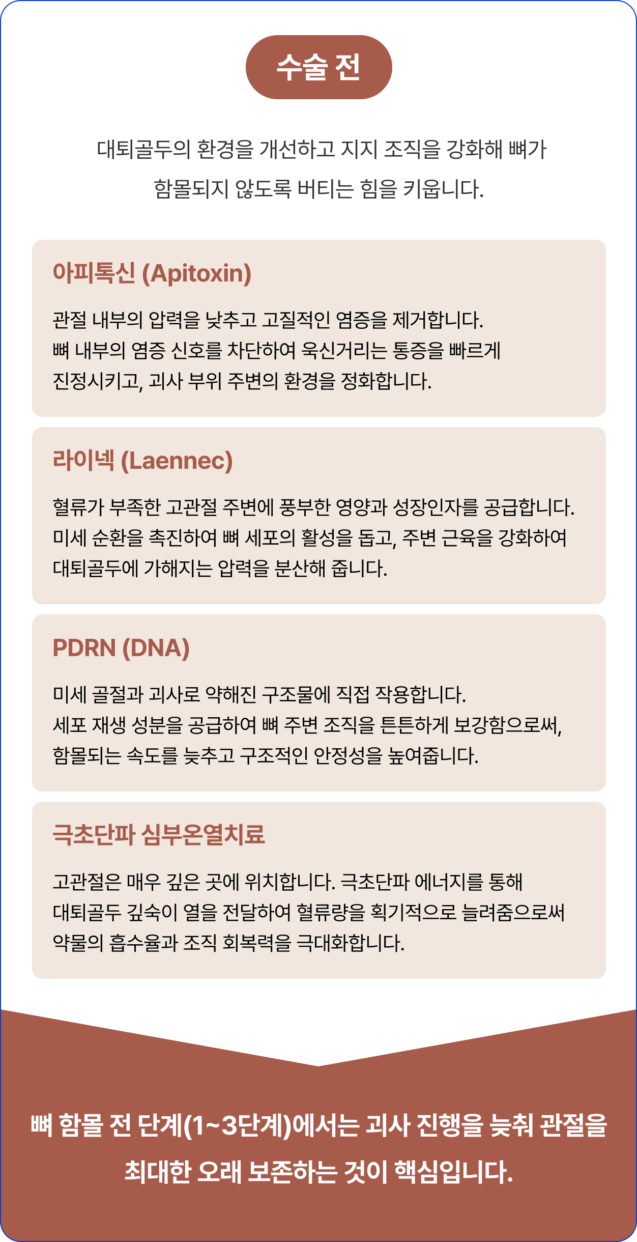 대퇴골두 무혈성 괴사 수술 전 치료 방법 - 아피톡신(Apitoxin), 라이넥(Laennec), PDRN(DNA), 극초단파 심부온열치료