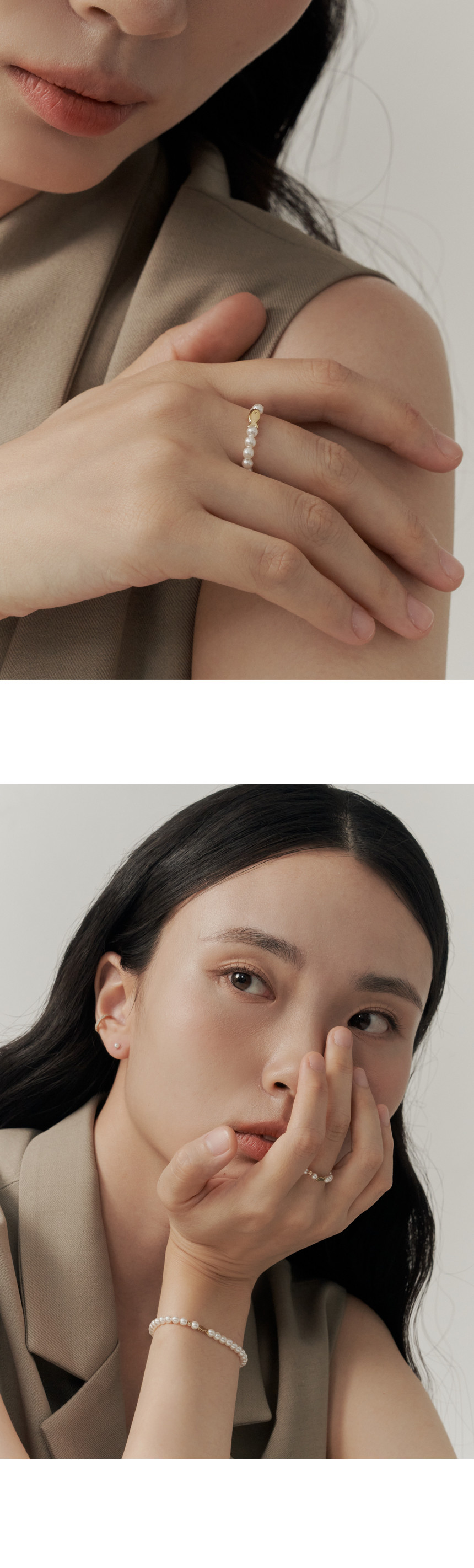 14K 럭키 피쉬 진주 반지
