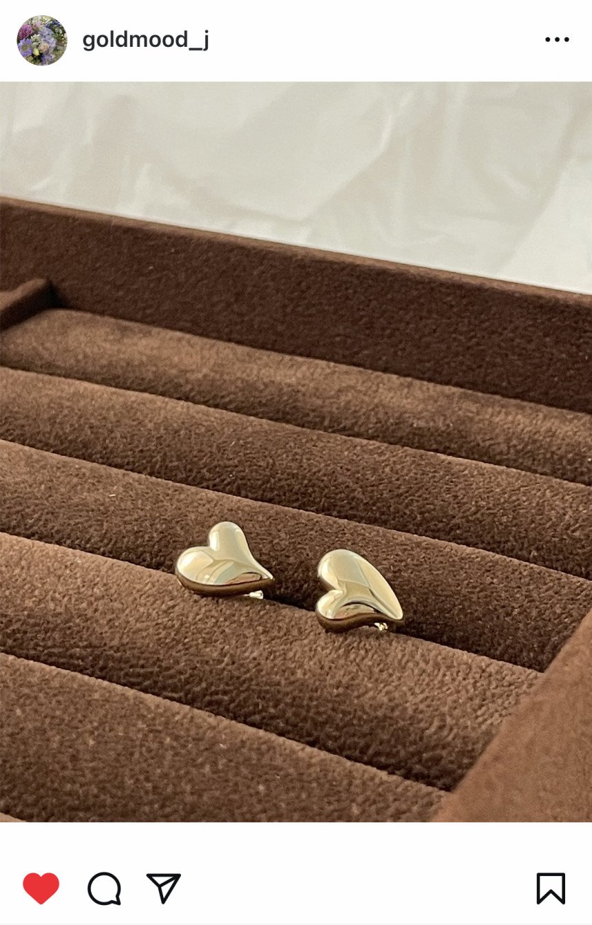 14K 18K 웨이브 통통 하트 원터치 링 귀걸이(2size)