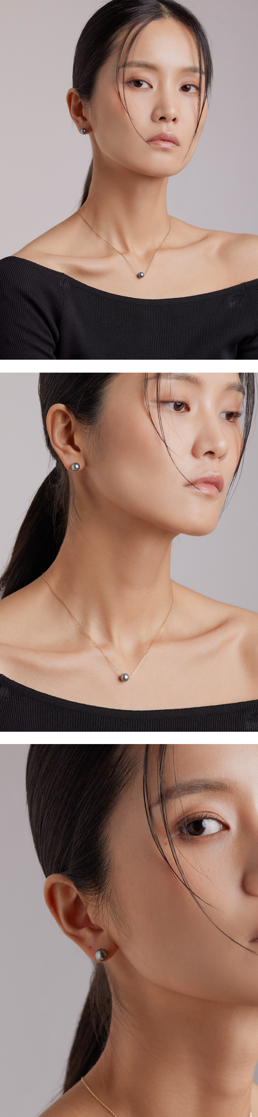 14K 18K 해수 아코야 흑진주 귀걸이 7.5-8mm AAA+ 등급