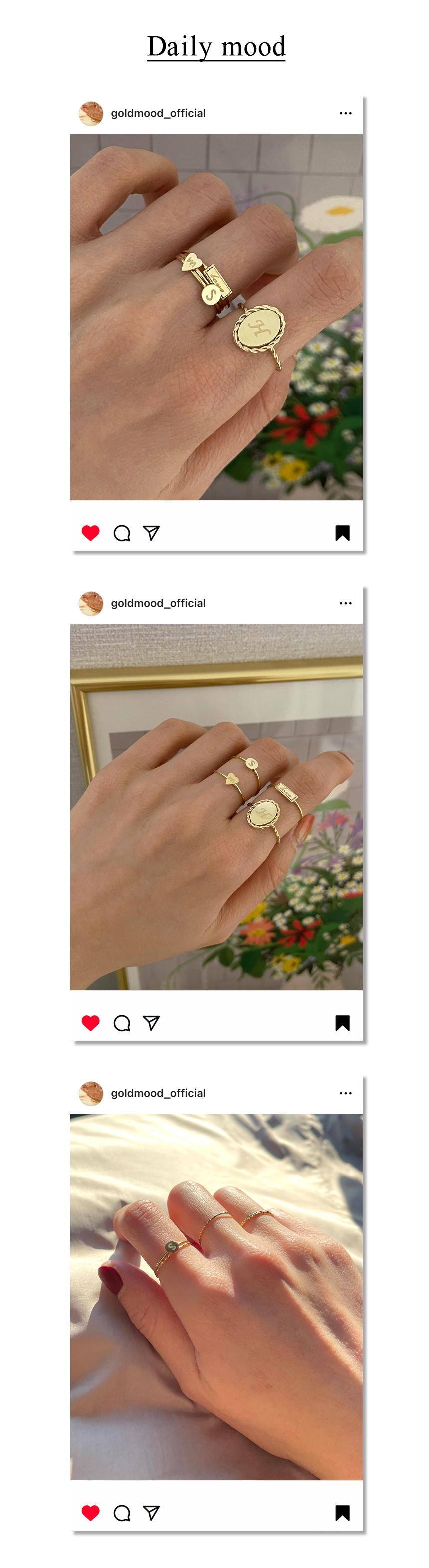 14K 18K 미니 라운드 코인 이니셜 반지