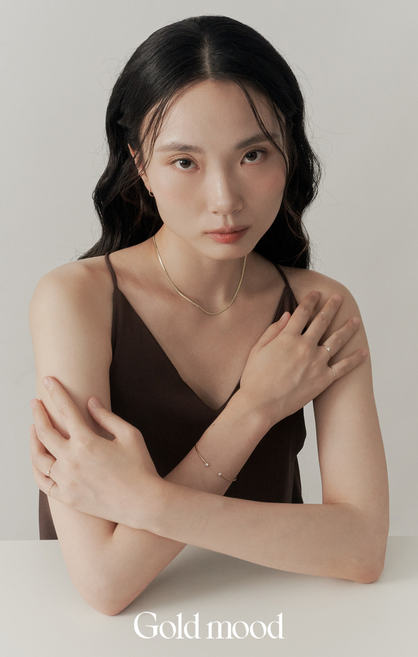 14K 슬림라인 스톤포인트 텐션 오픈 뱅글