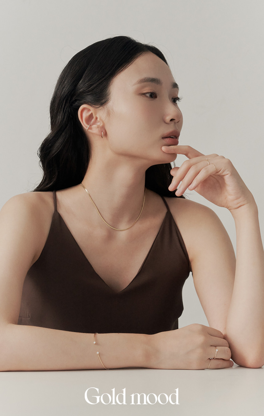 14K 슬림라인 스톤포인트 텐션 오픈 뱅글