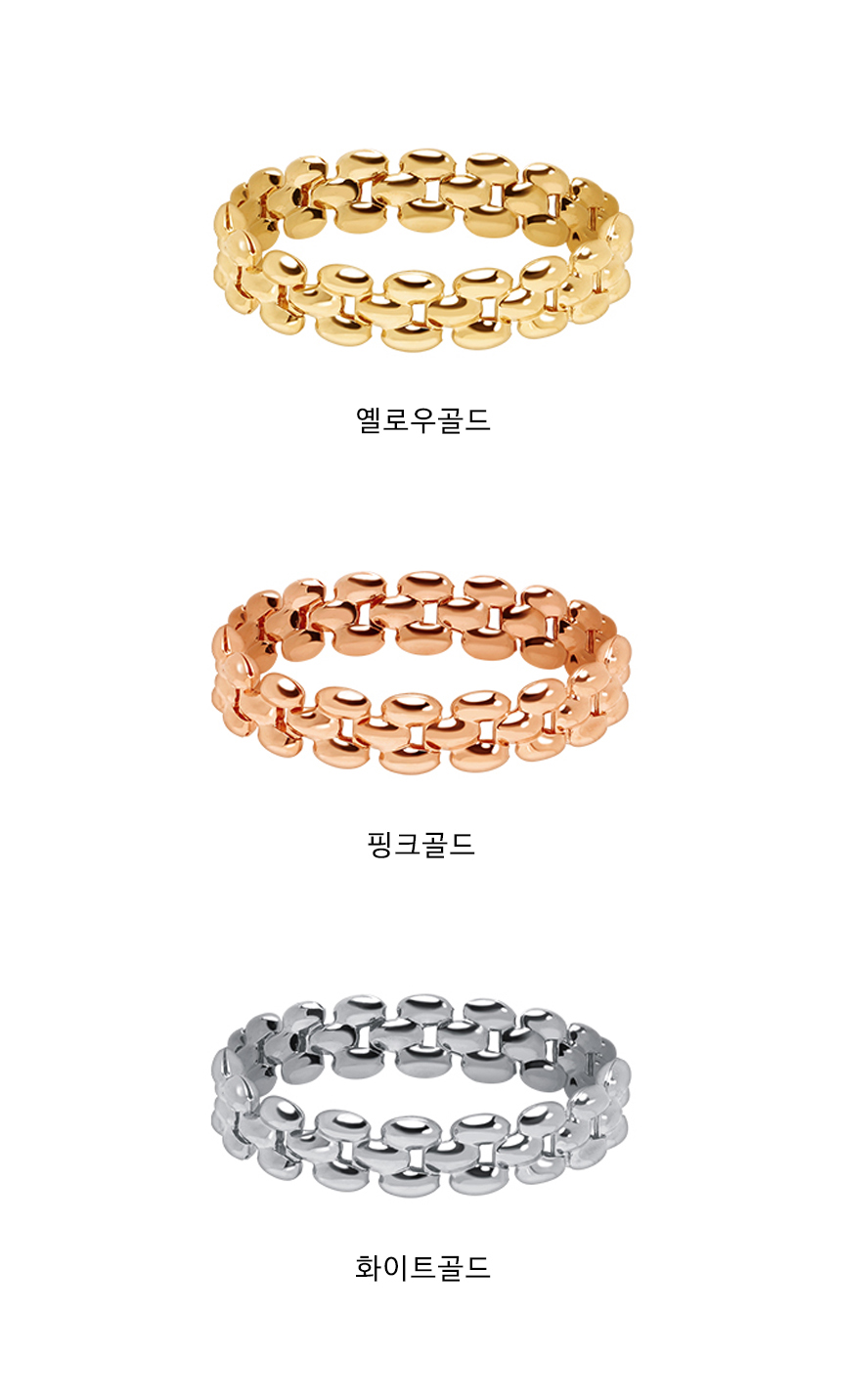 14K 18K 렉스 체인 할로우 볼륨 반지