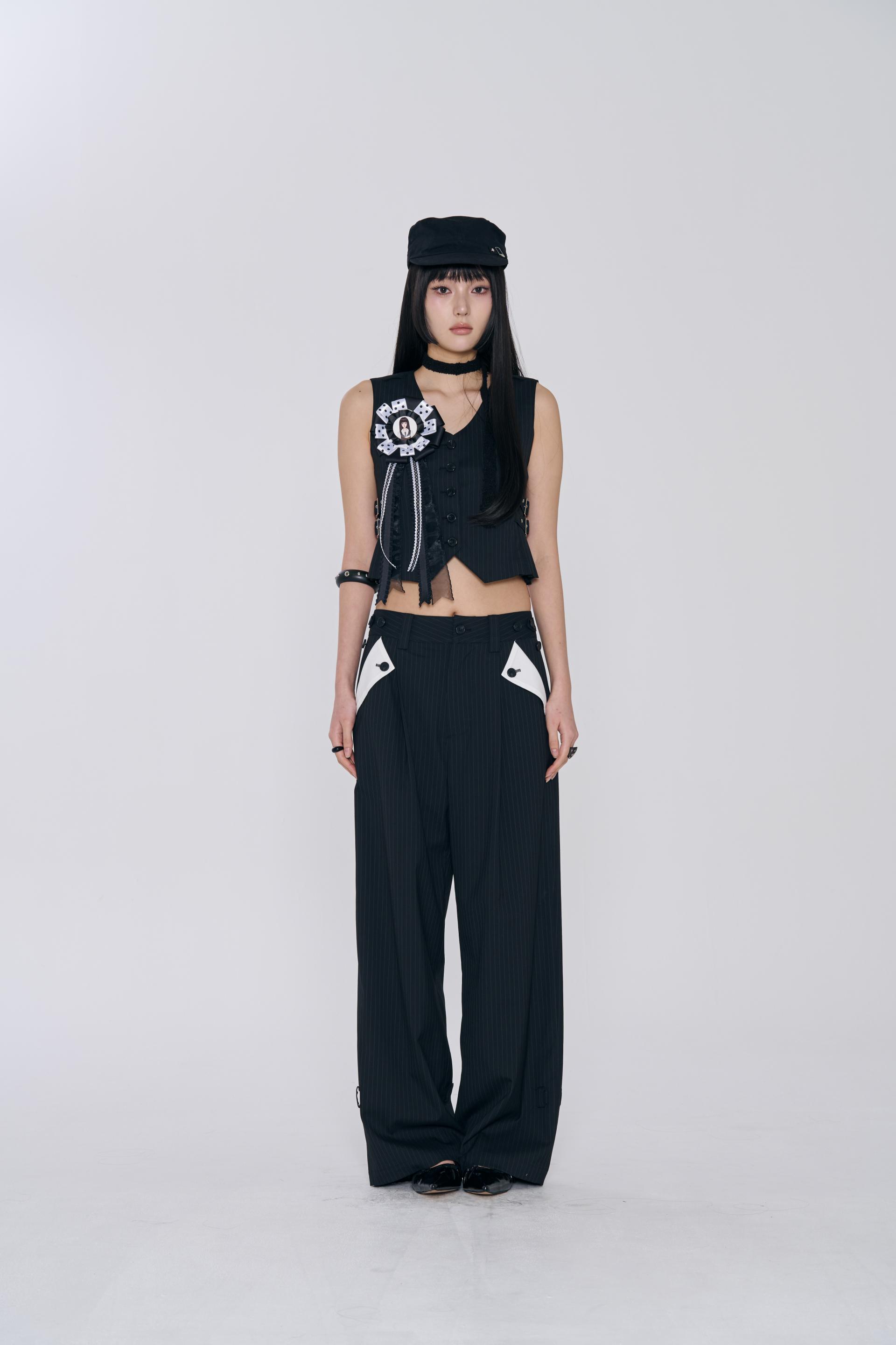 [PRE-ORDER] TWO-WAY CONTRAST POCKET TROUSERS BLACK