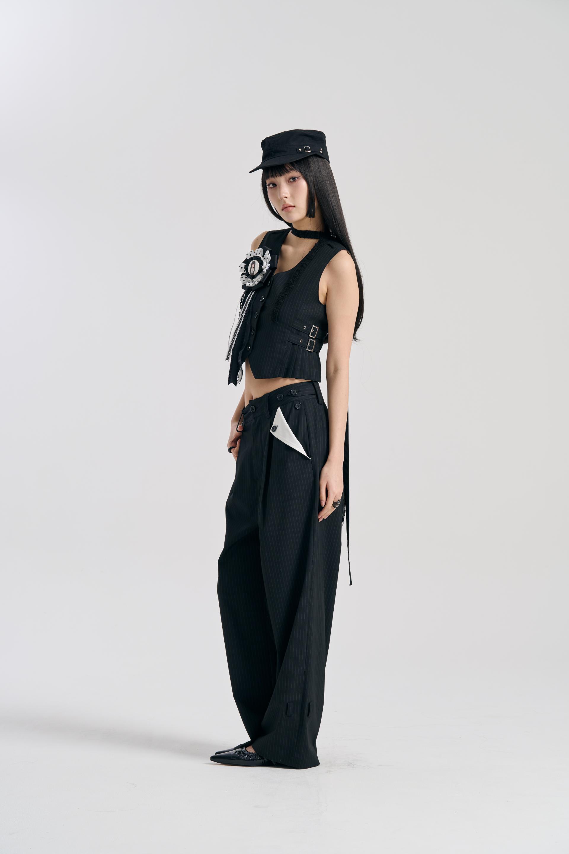 [PRE-ORDER] TWO-WAY CONTRAST POCKET TROUSERS BLACK