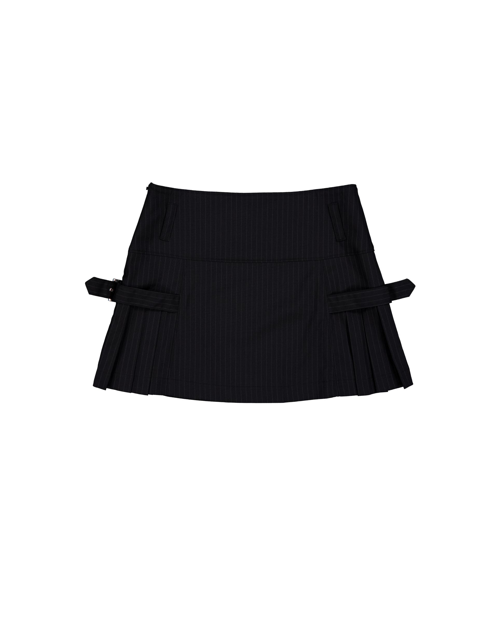 [SIGNATURE] PLEATS BELT SKIRT BLACK