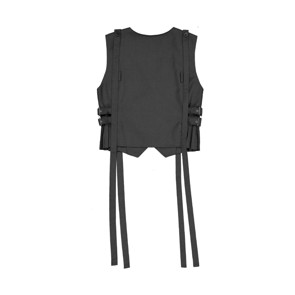 [SIGNATURE] STRAP PLEATS BELT VEST CHARCOAL
