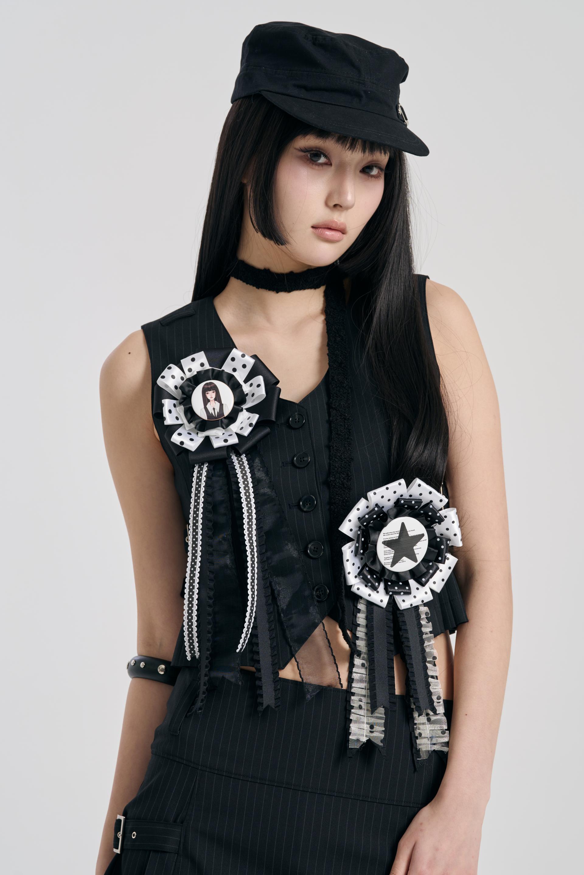 [SIGNATURE] STRAP PLEATS BELT VEST&SKIRT SET-UP BLACK