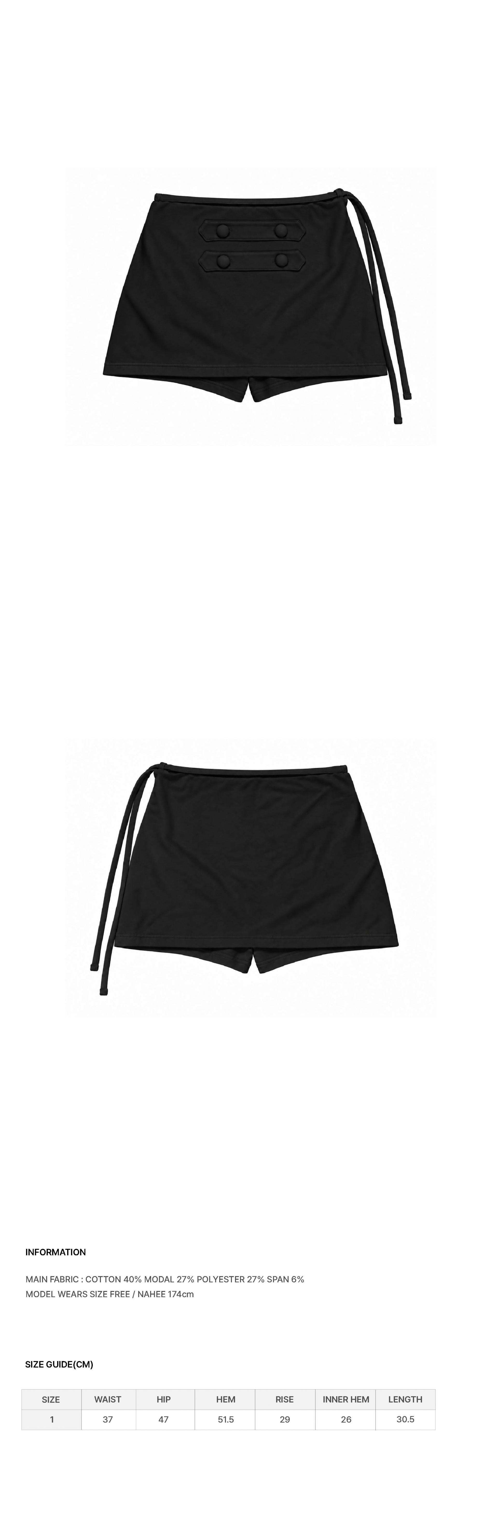 DOUBLE-BUTTON STRAP PANTSKIRT BLACK