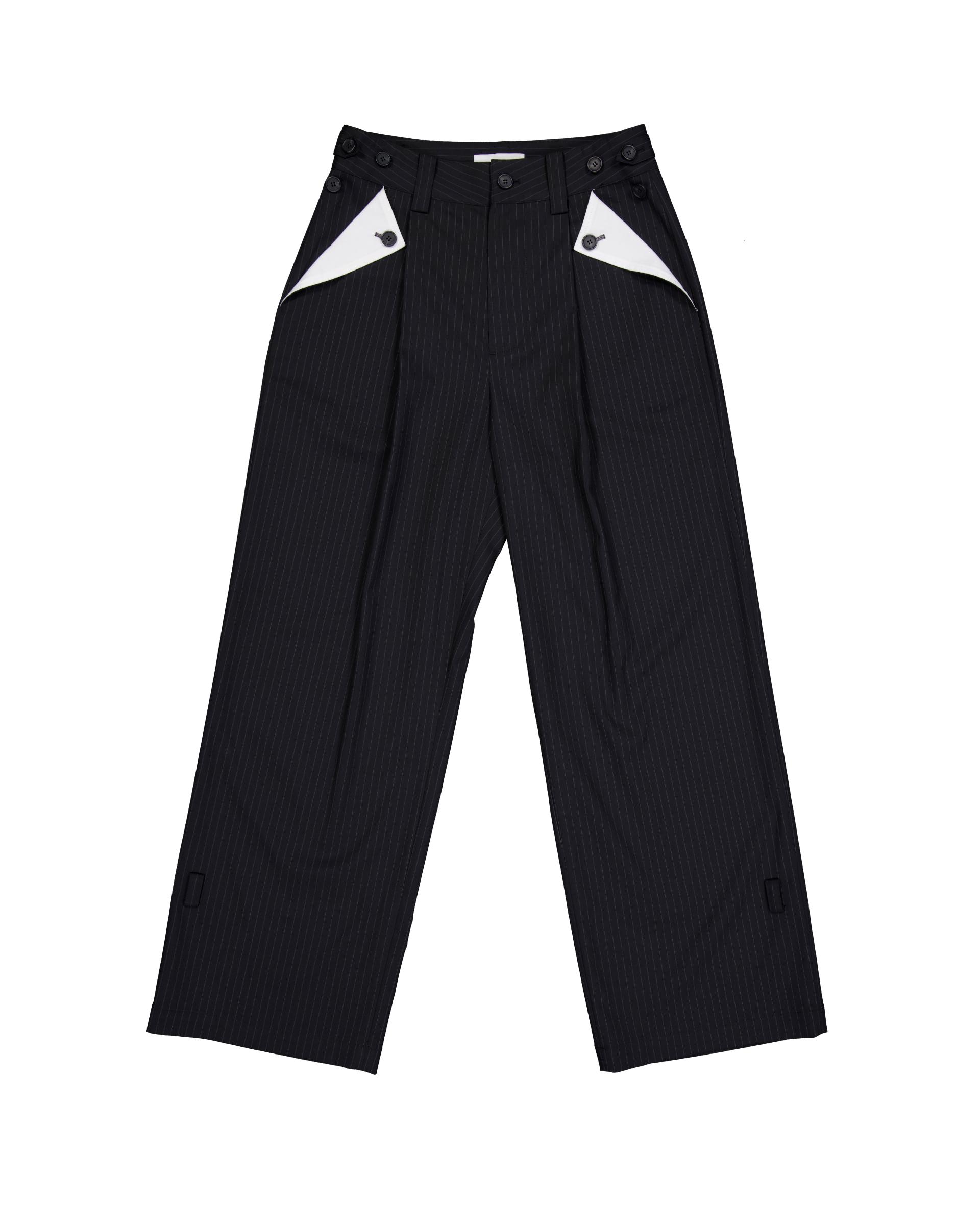 [PRE-ORDER] TWO-WAY CONTRAST POCKET TROUSERS BLACK