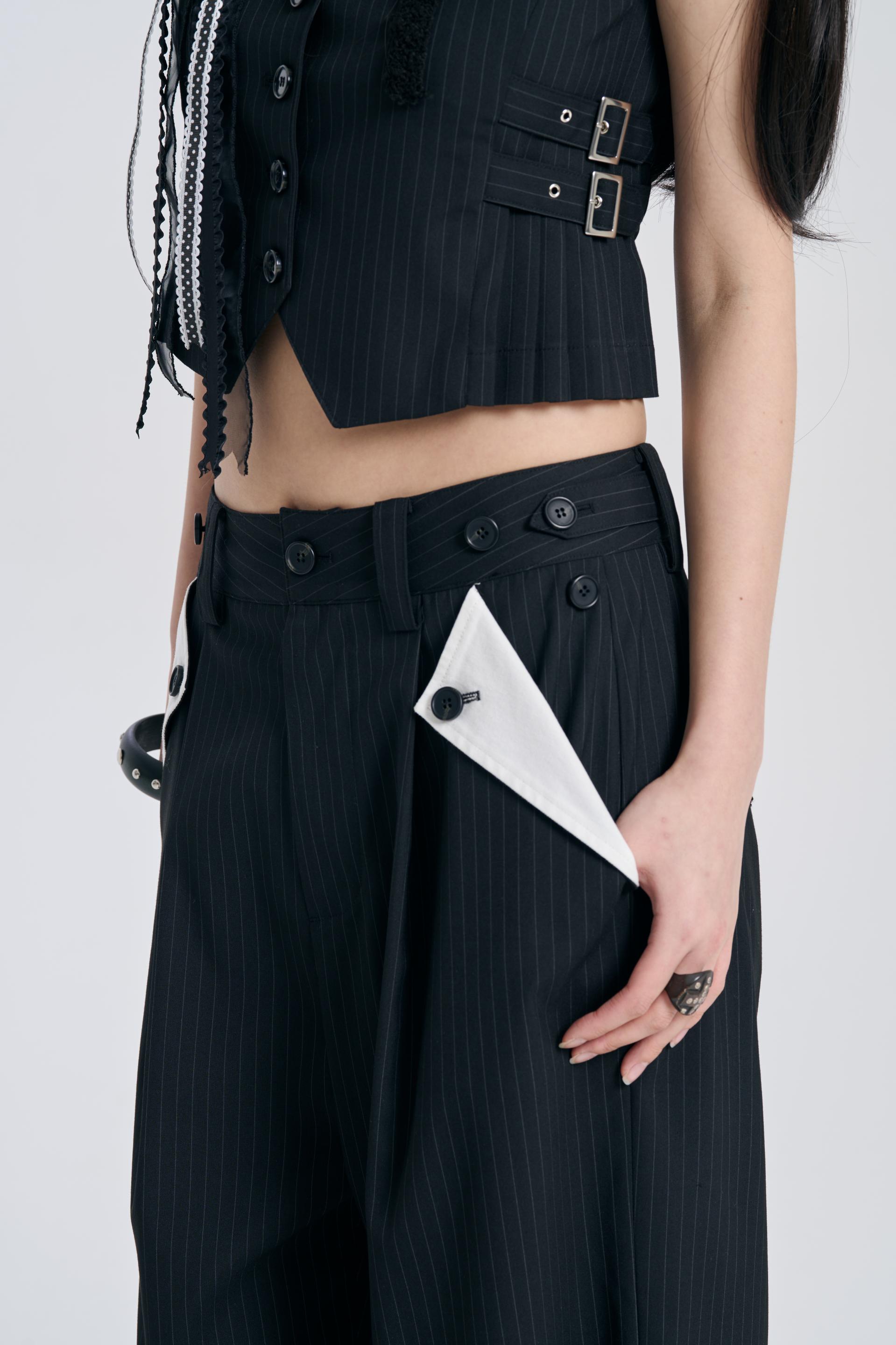 [PRE-ORDER] TWO-WAY CONTRAST POCKET TROUSERS BLACK