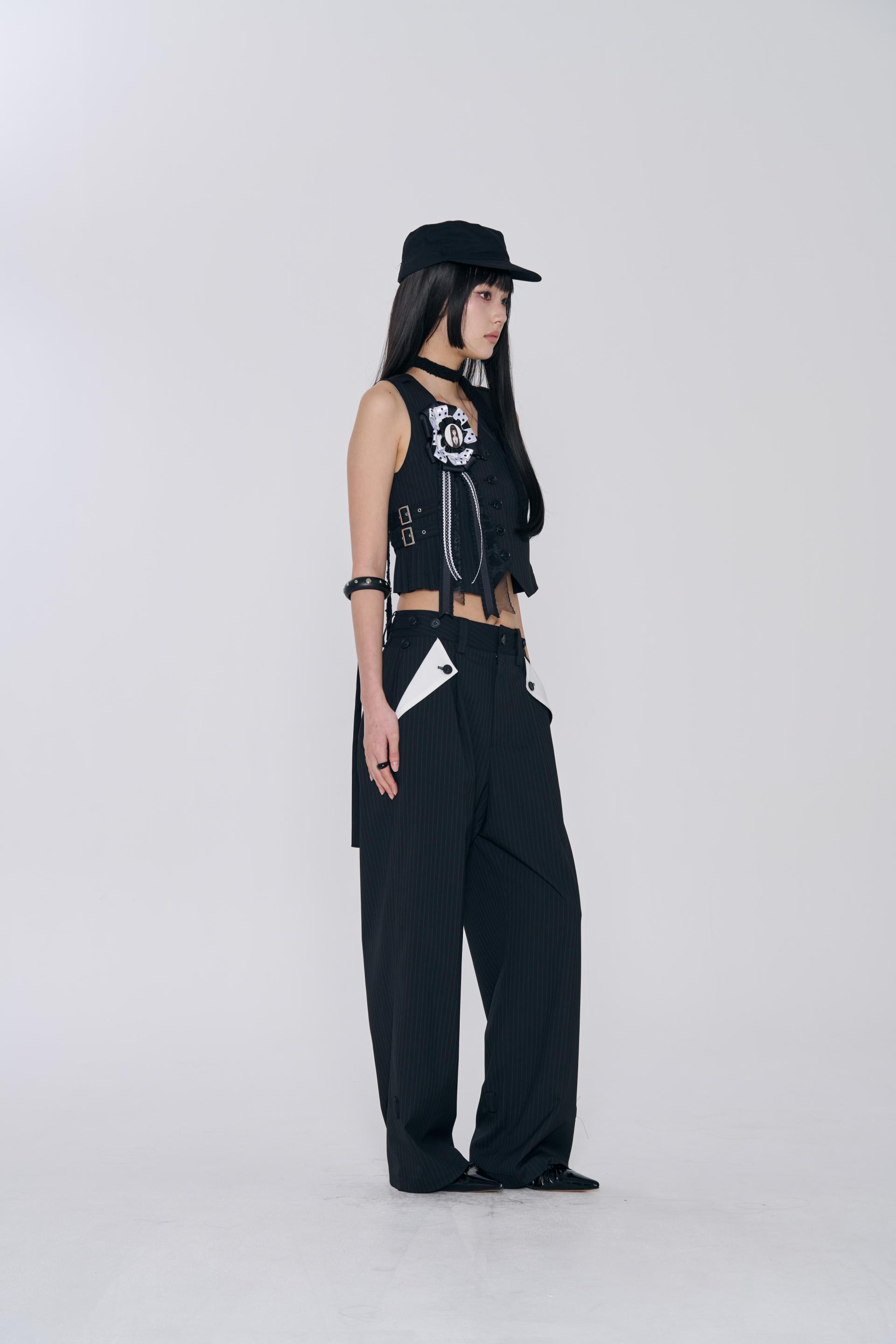 [PRE-ORDER] TWO-WAY CONTRAST POCKET TROUSERS BLACK