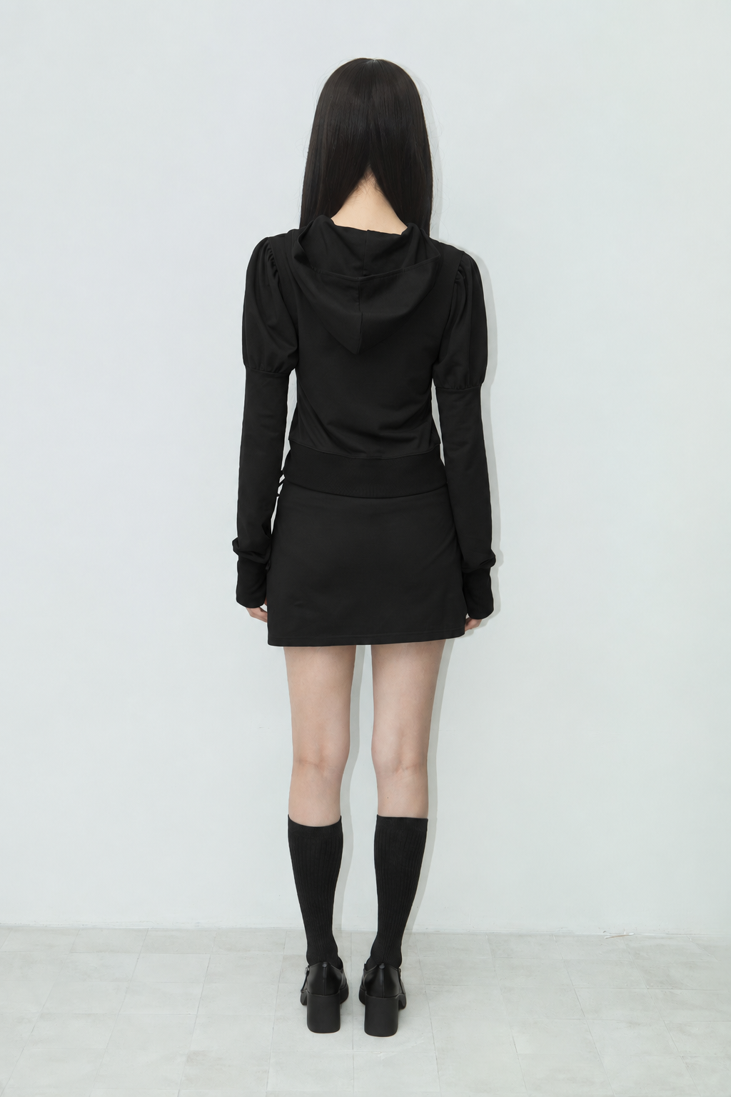 DOUBLE-BUTTON STRAP PANTSKIRT BLACK