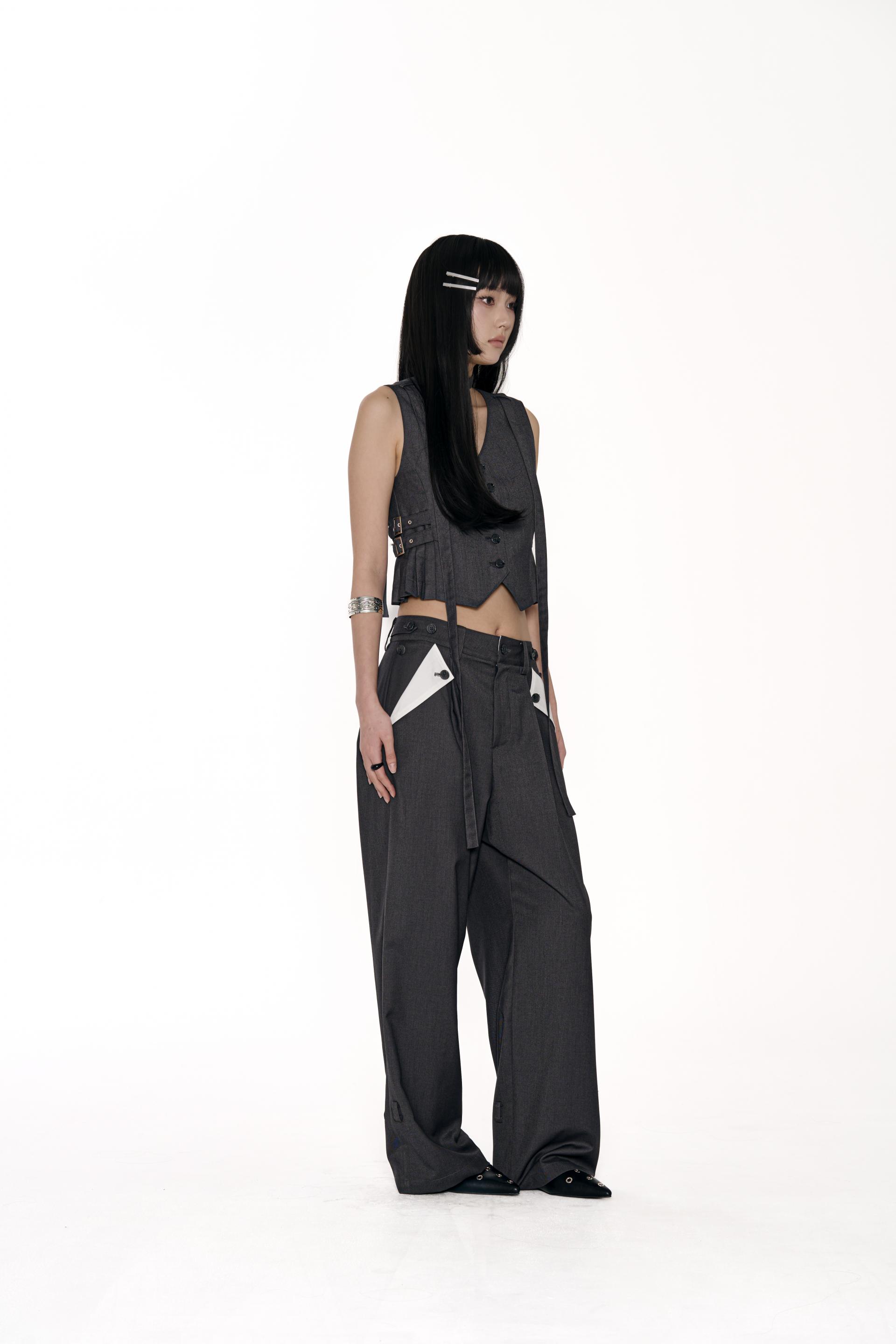 [SIGNATURE] TWO-WAY CONTRAST POCKET TROUSERS CHARCOAL