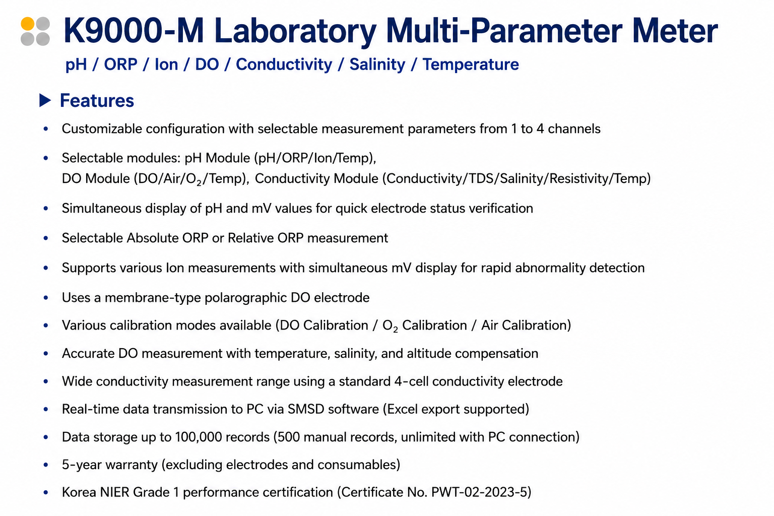 K9000-M Laboratory pH / ORP / Ion / DO / Conductivity / Salinity / Temperature Meter