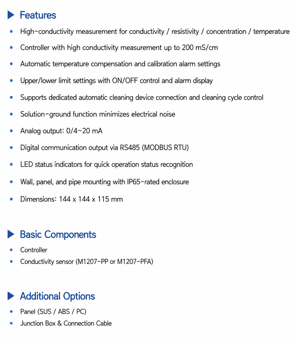 MS4500RS Conductivity / Centration Online transmitter