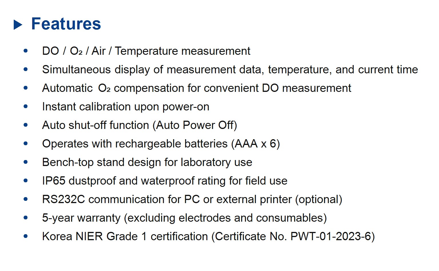 DO-30N Portable DO/O₂/Air/Temp Meter 복제
