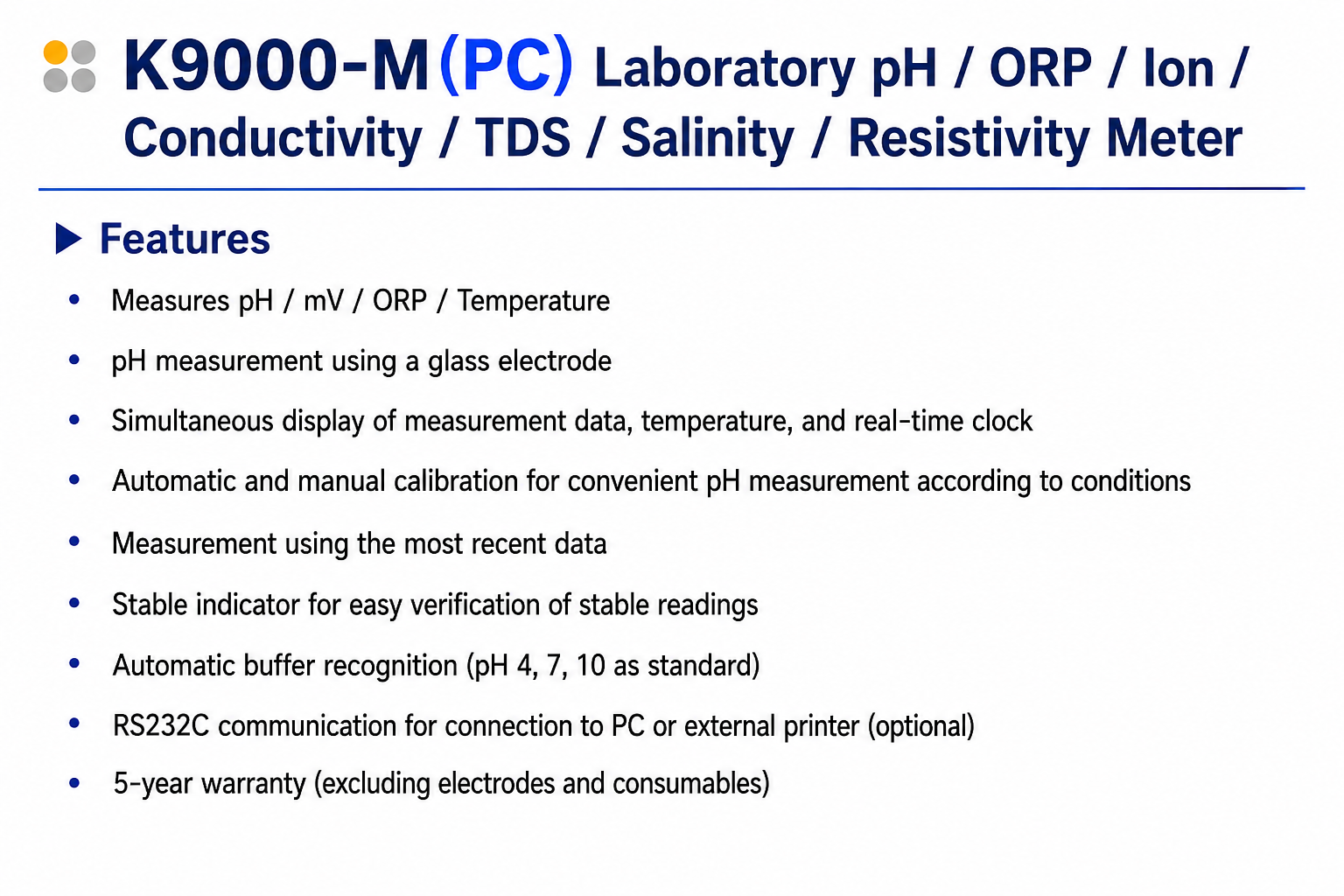 K9000-M(PC) Laboratory pH / ORP / Ion / Conductivity / TDS / Salinity / Resistivity Meter