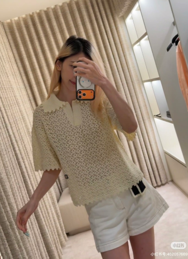 샤넬 26 레이스 니트 반팔티