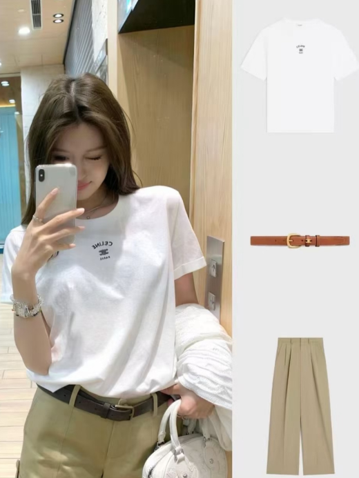 셀린느 코튼 저지 루즈 티셔츠