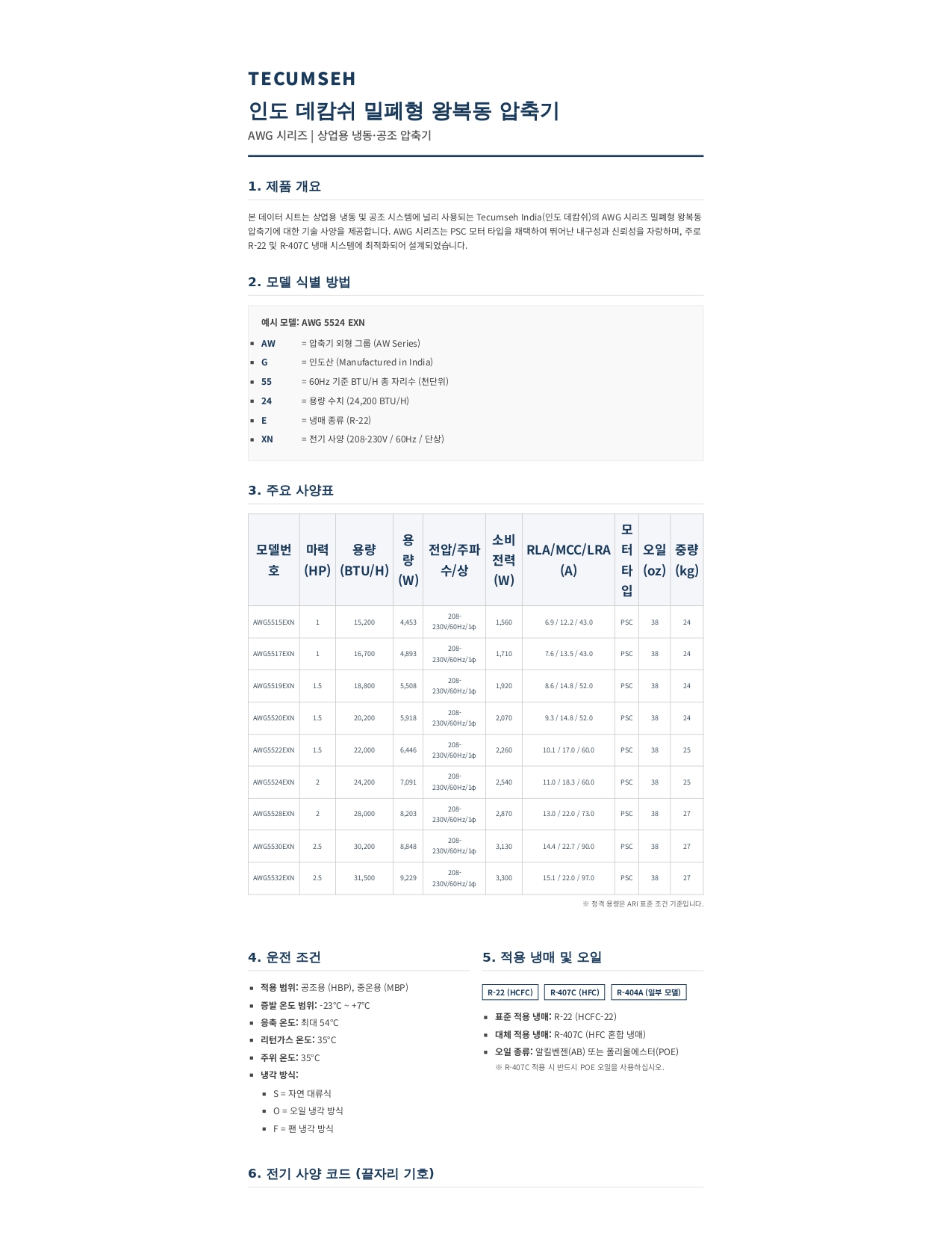 3HP 인도데캄시 (R404 , R22)