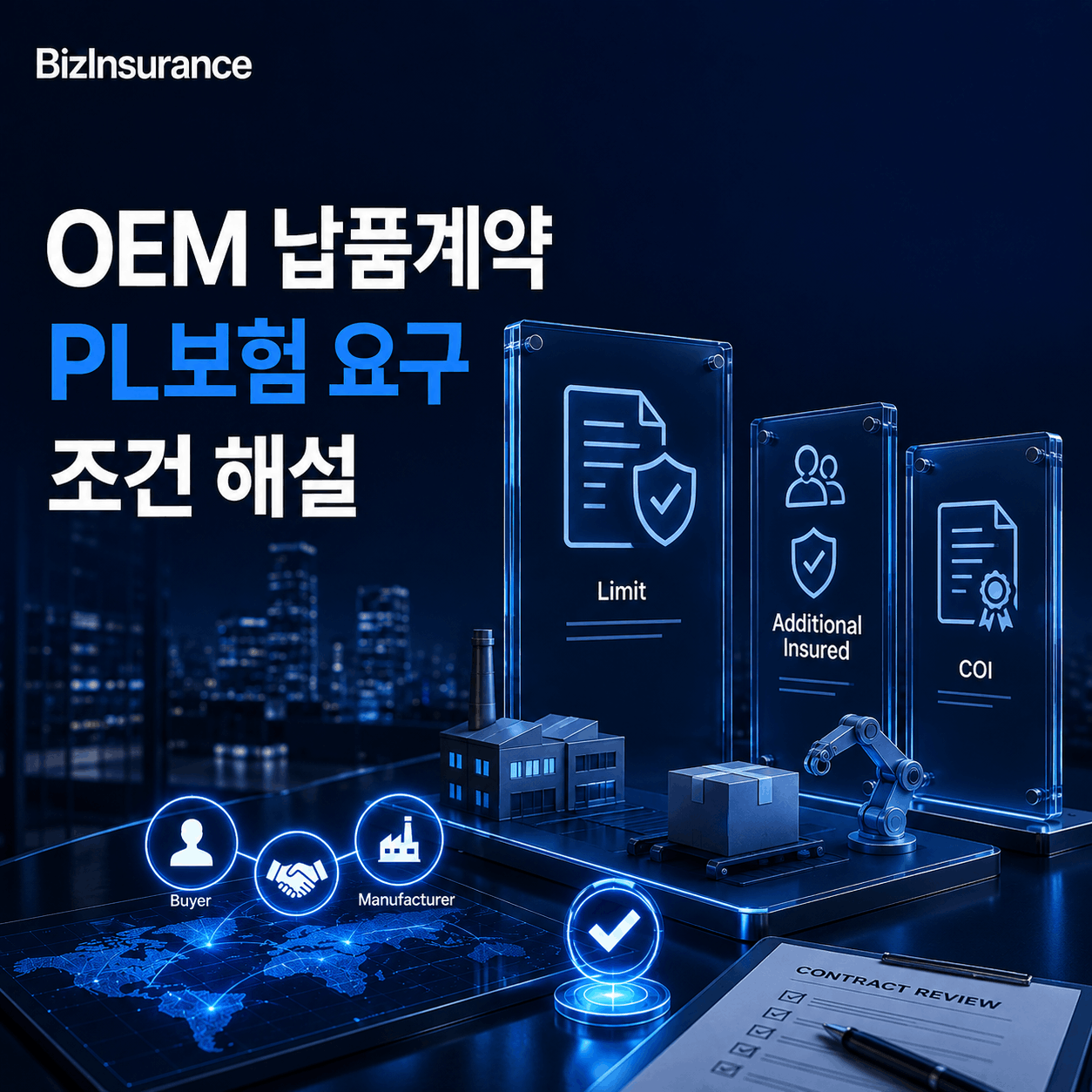 OEM PL보험 납품계약 보험 조건 유통사 증권 요구 추가피보험자