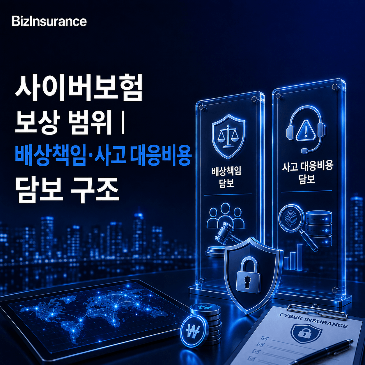 사이버보험 보상범위 개인정보 유출 대응비용 사이버 배상책임 담보 포렌식 비용