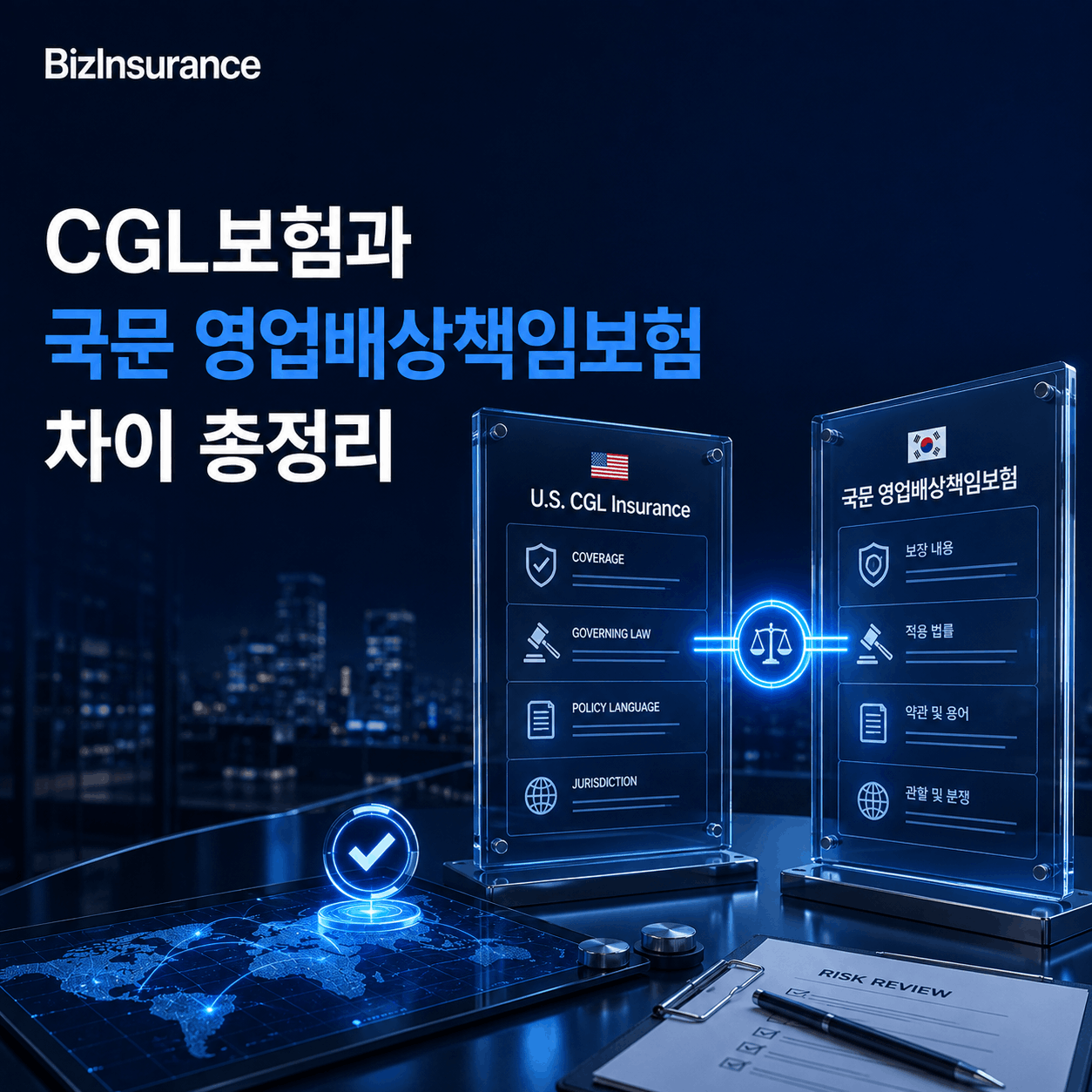 CGL보험 영업배상책임보험 차이 비교 준거법 담보 구조 용어 대응 증권 언어