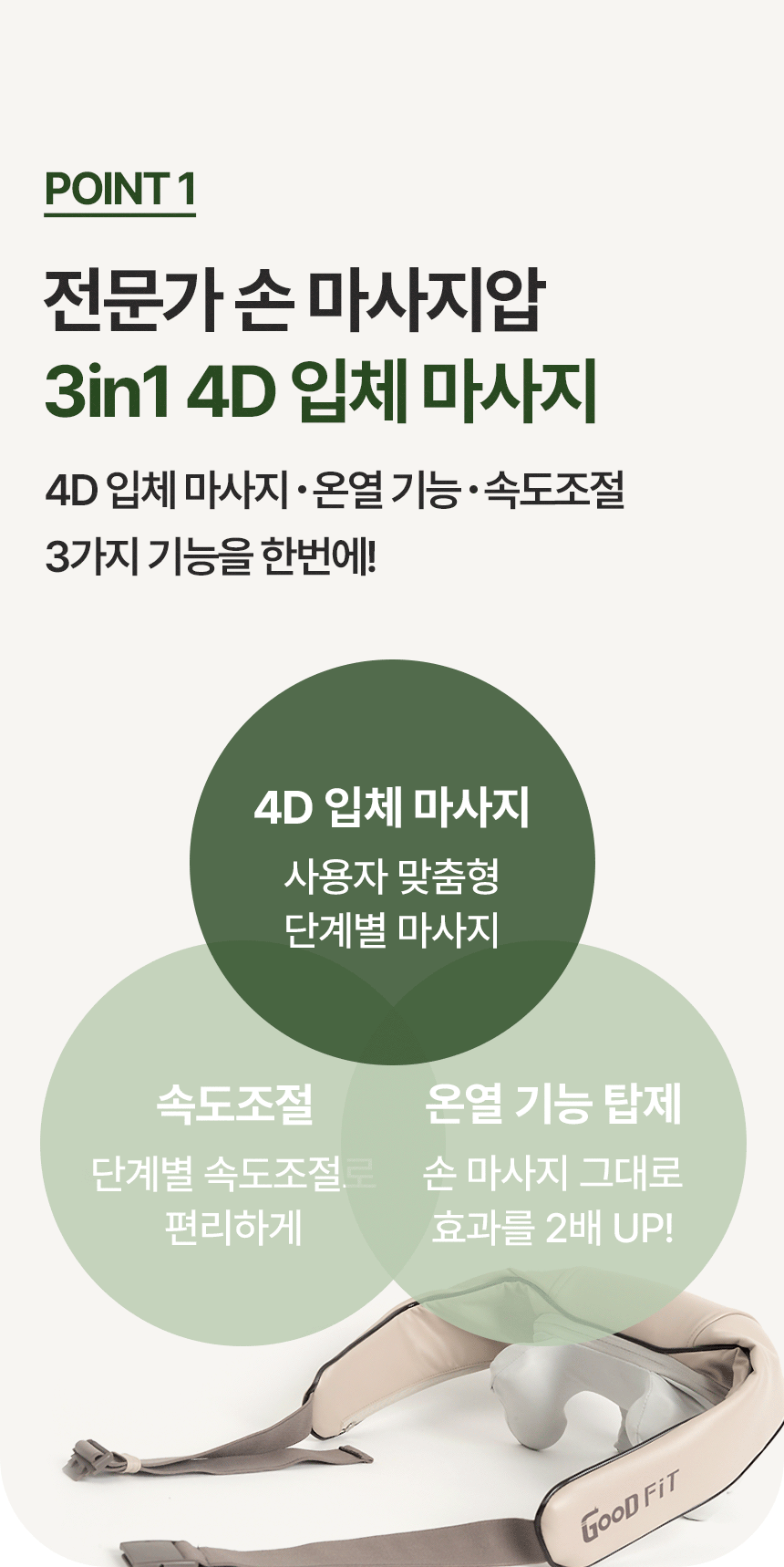 굿핏 어깨마사지기 GOOD-M5 온열 무선 핸즈프리 마사지기계 목 어깨 승모근 안마