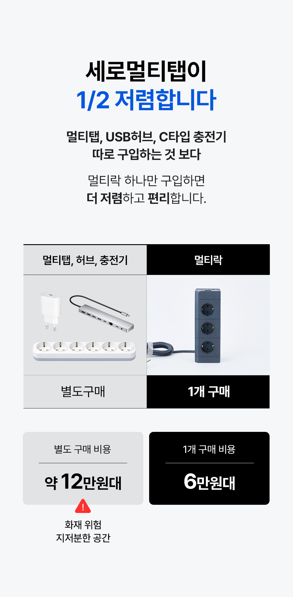 멀티락 PRO 8구 12구 고용량 타워 큐브 멀티탭
