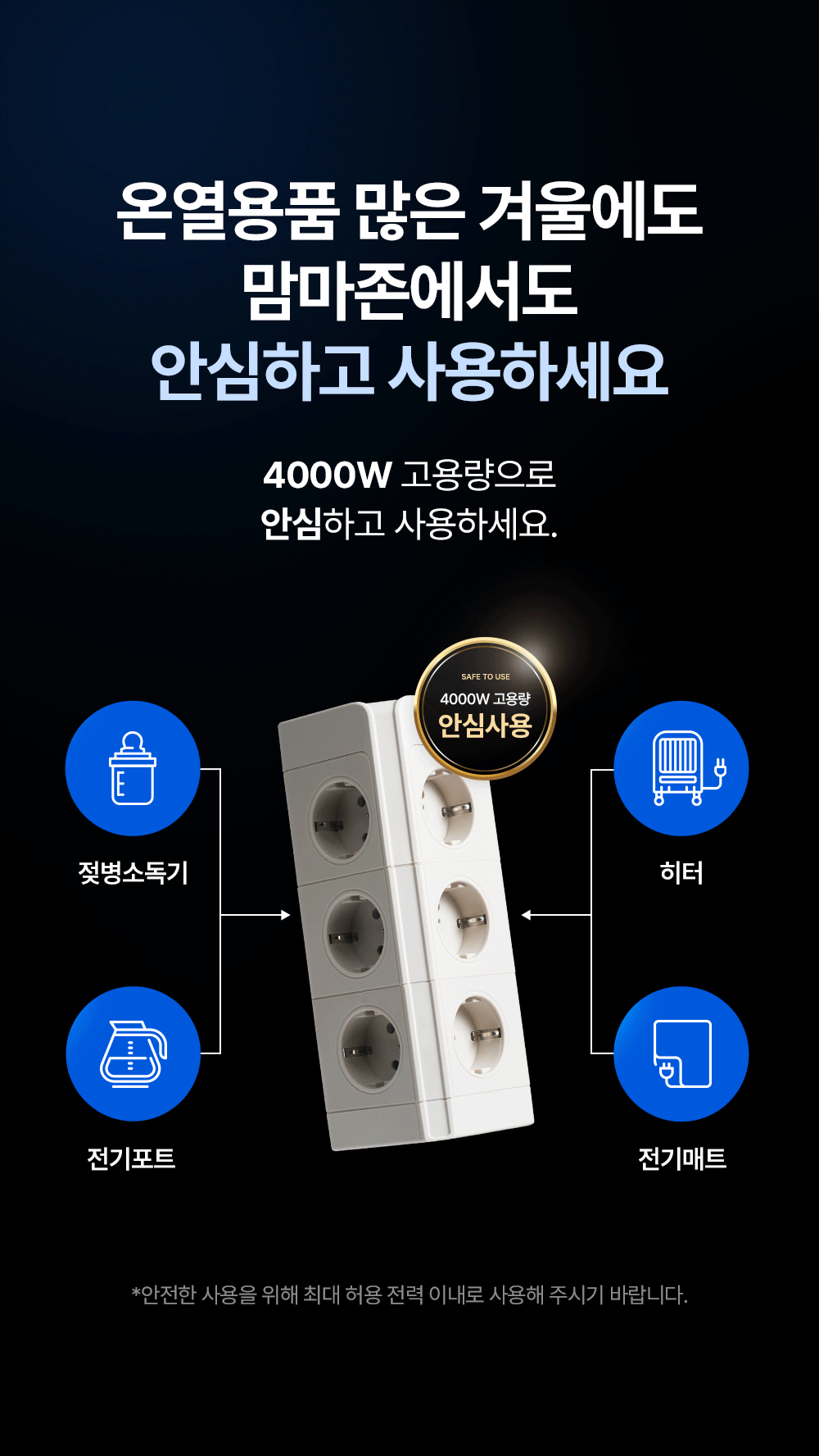 [6차 완판] 멀티락 8구 12구 고용량 타워형 큐브 멀티탭 2M(6중안전장치, 세로형 멀티콘센트, 초고속 충전)
