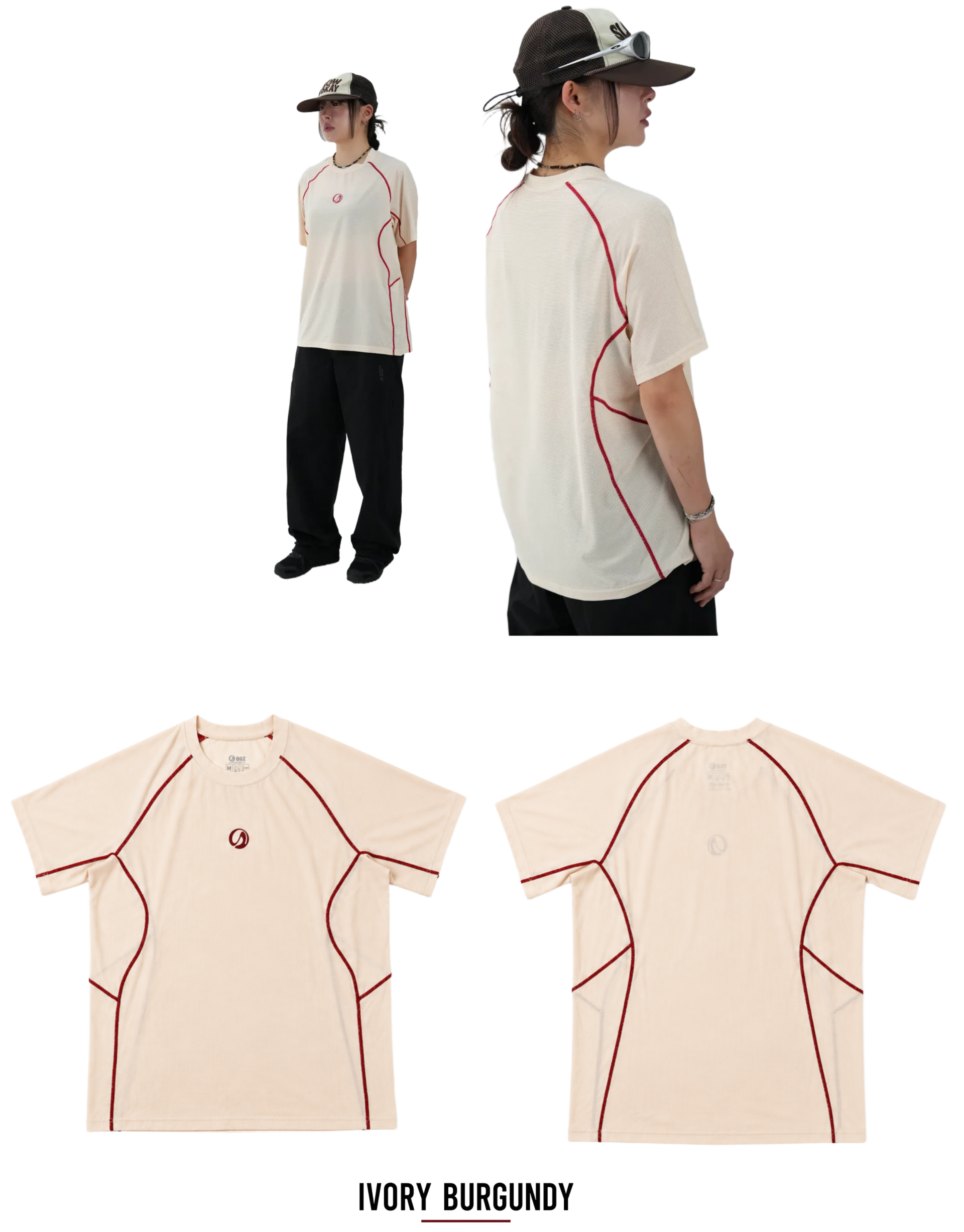 BREEZE SHORT SLEEVE (IVORY BURGUNDY)