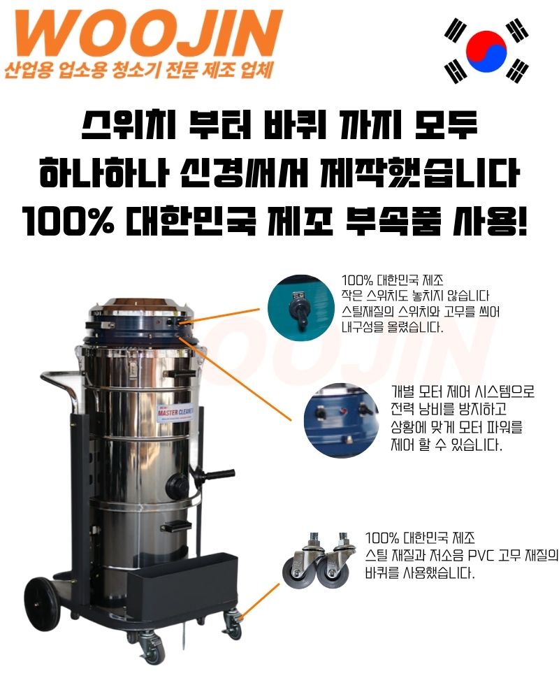 우진 산업현장 창고 스테인리스 산업용 청소기 WJ-3080S 80L