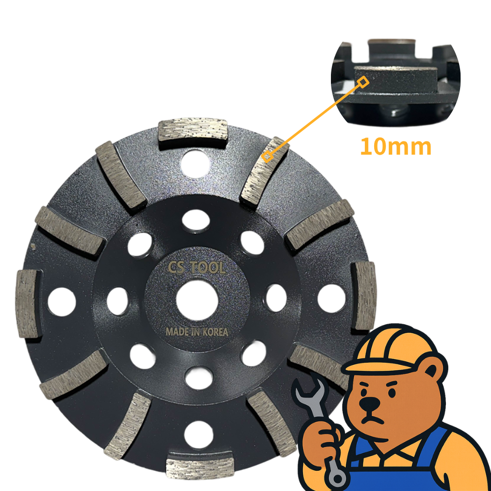 CS 국산 178mm(7인치)다이아몬드 콘크리트 연삭 평날 평컵 10mm 컵휠 30방