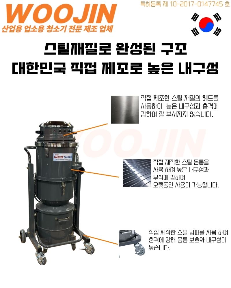 우진 산업 현장 자동 필터 털이 청소기 WJ-2040ACY 40L