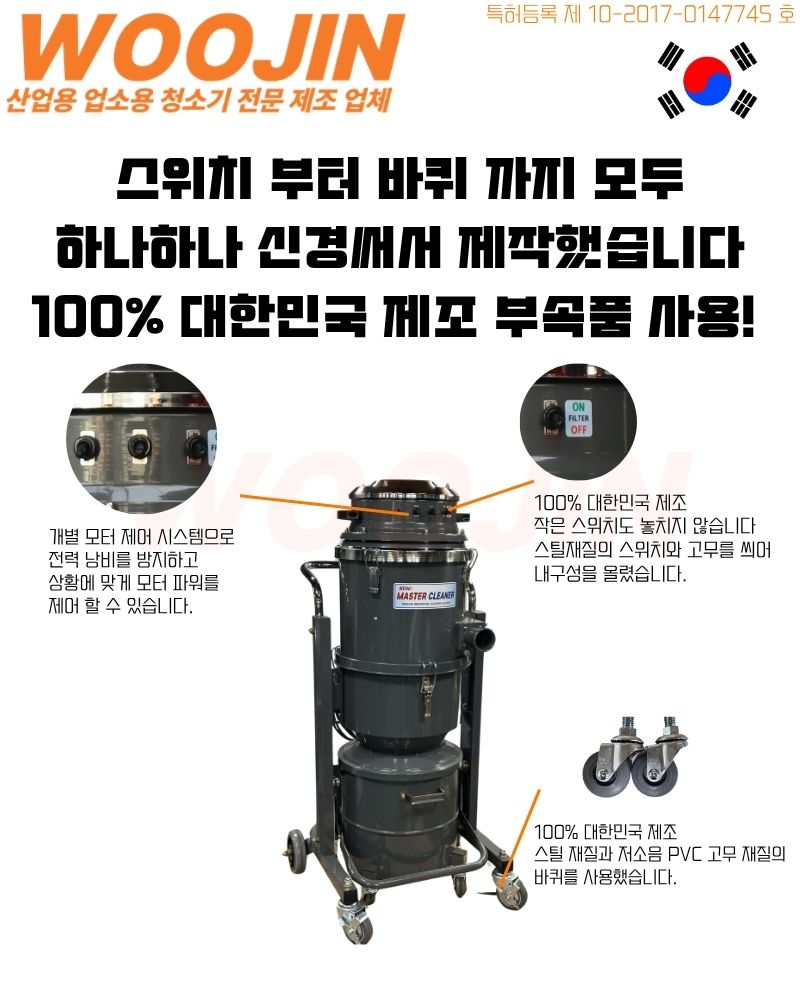 우진 산업 현장 자동 필터 털이 청소기 WJ-2040ACY 40L