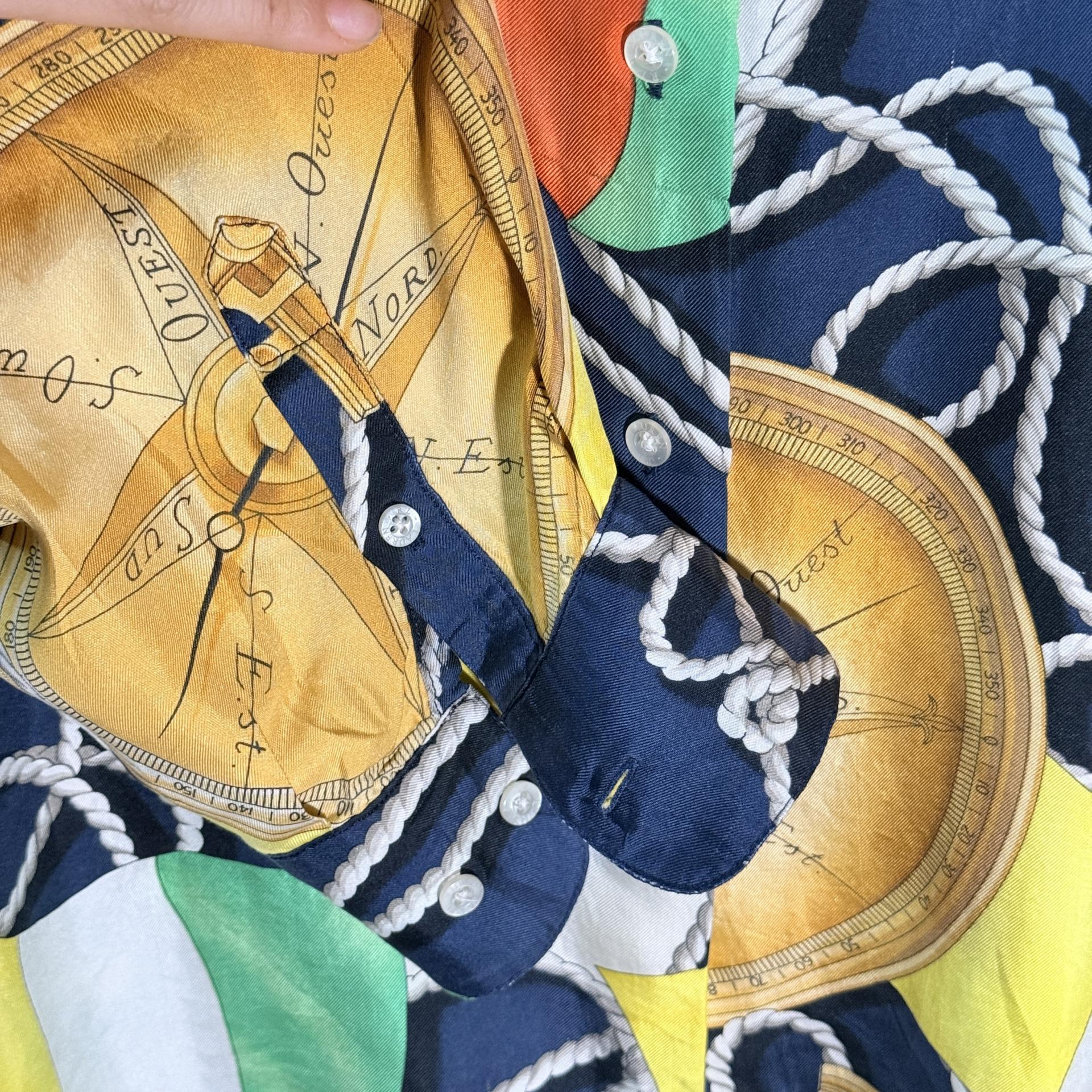 [LAUREN RALPH LAUREN] Nautical Print 100% Silk Shirt